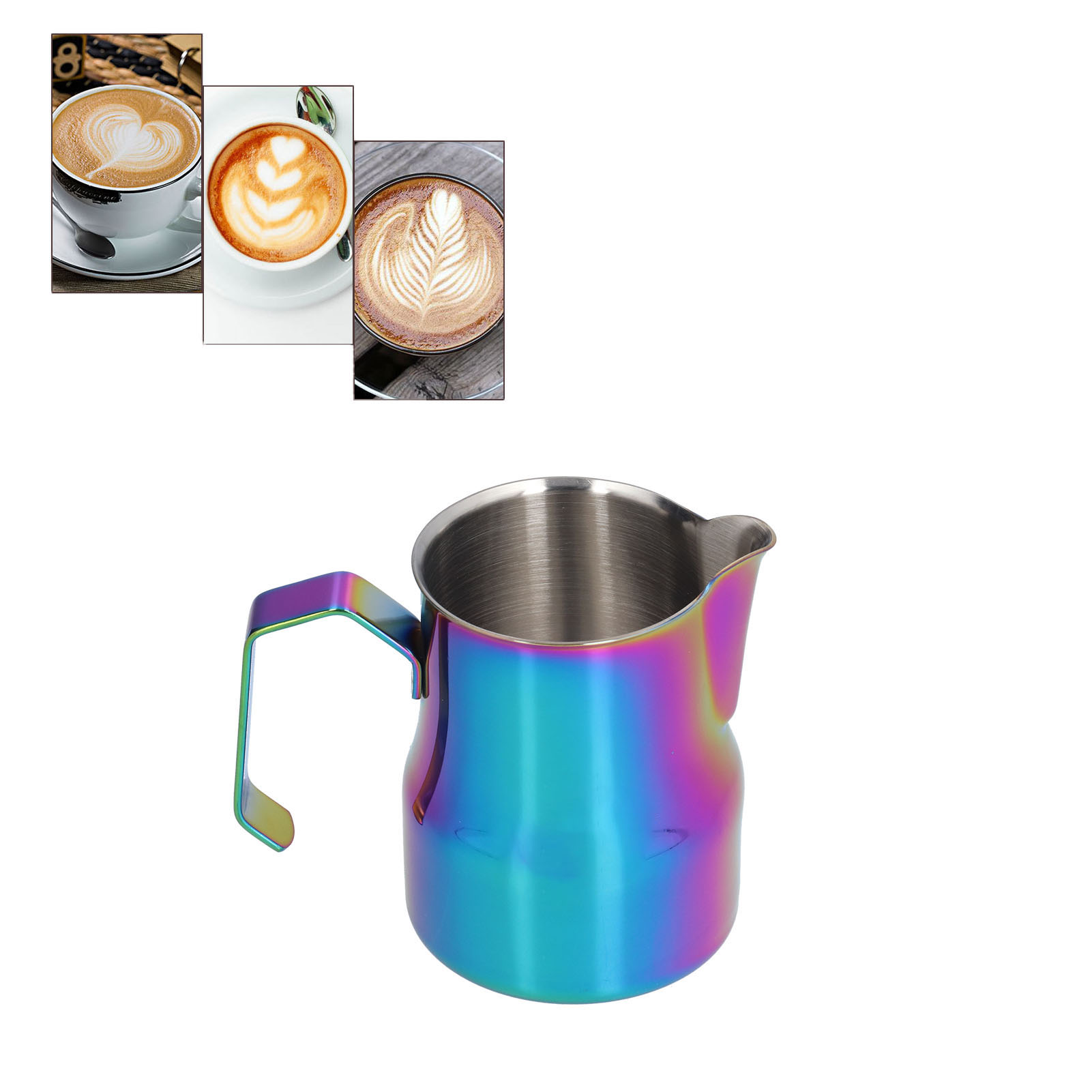 Latte-art-kanne Aus Edelstahl Im Italienischen Stil Mit Großem Fassungsvermögen, Ideal Für Die Zubereitung Von Raffinierten Kaffeespezialitäten Und Zum Aufschäumen Von Milch. 350 Ml.