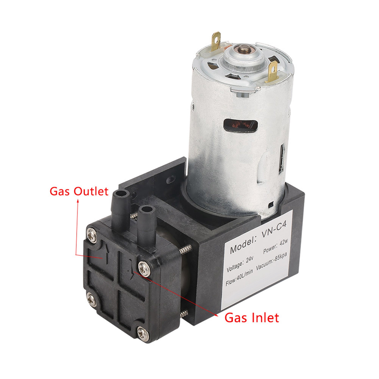 Miniatur-ölfreie Vakuumpumpe 40 L/min Vn-c4 -85 Kpa 24 V Dc