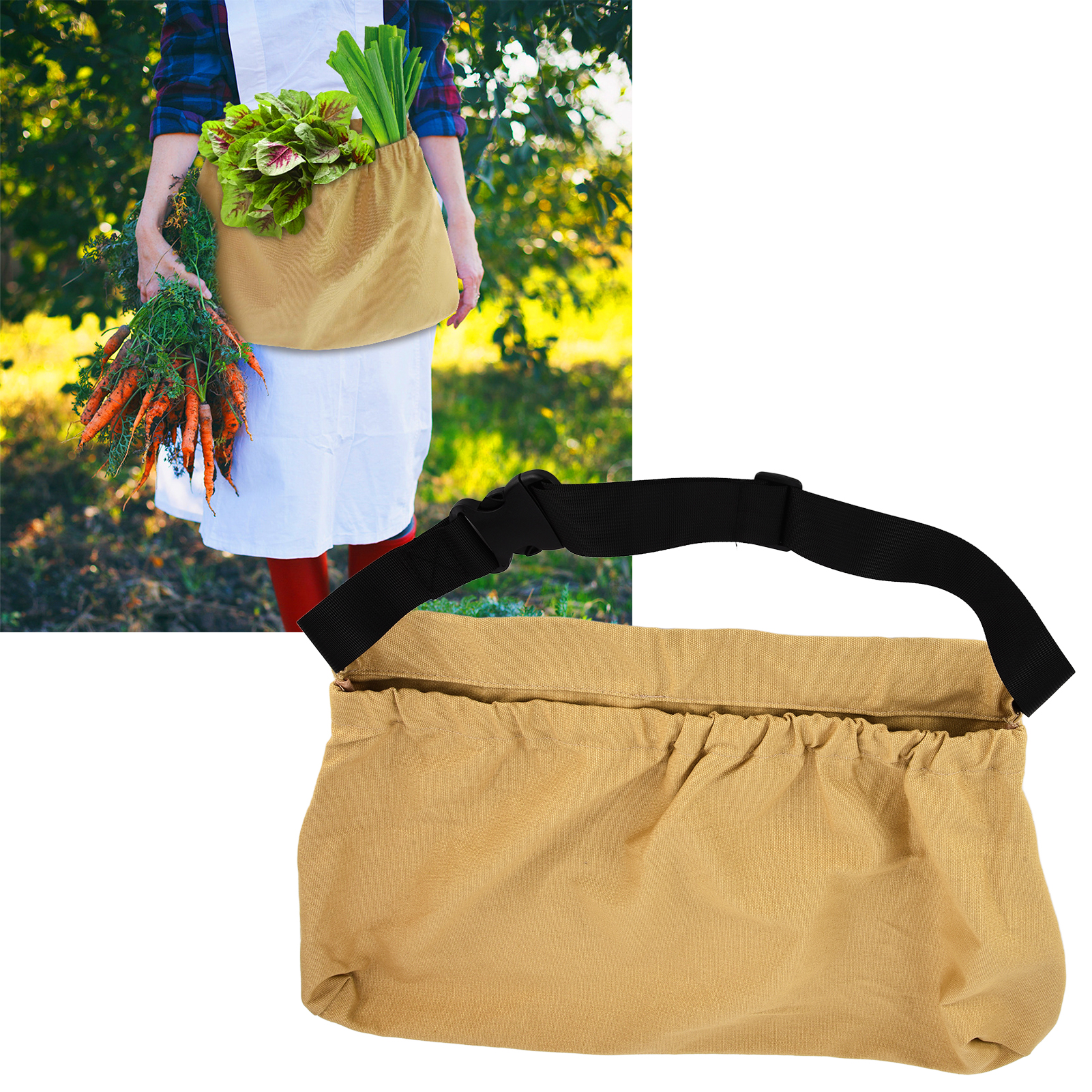 Erntetasche, Aufbewahrungstasche Für Gemüse Und Obst, Tasche Für Gartengeräte Zum Umhängen, Khakifarben