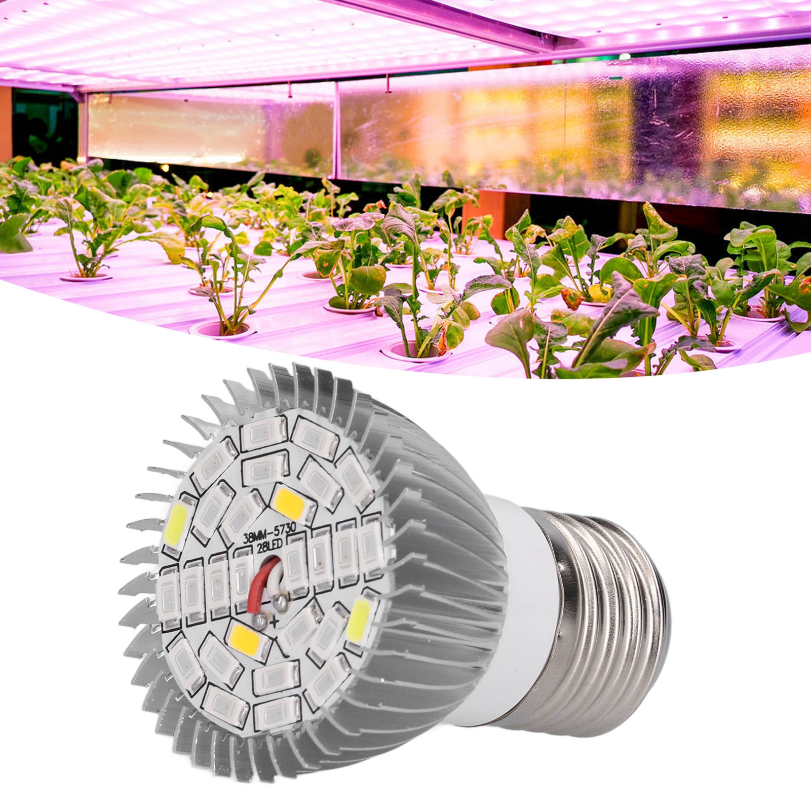 E27 28w Led-lampe Für Pflanzenwachstum, Flacher Vollspektrum-spot, Beleuchtung Für Sukkulenten-sämlinge Im Innenbereich