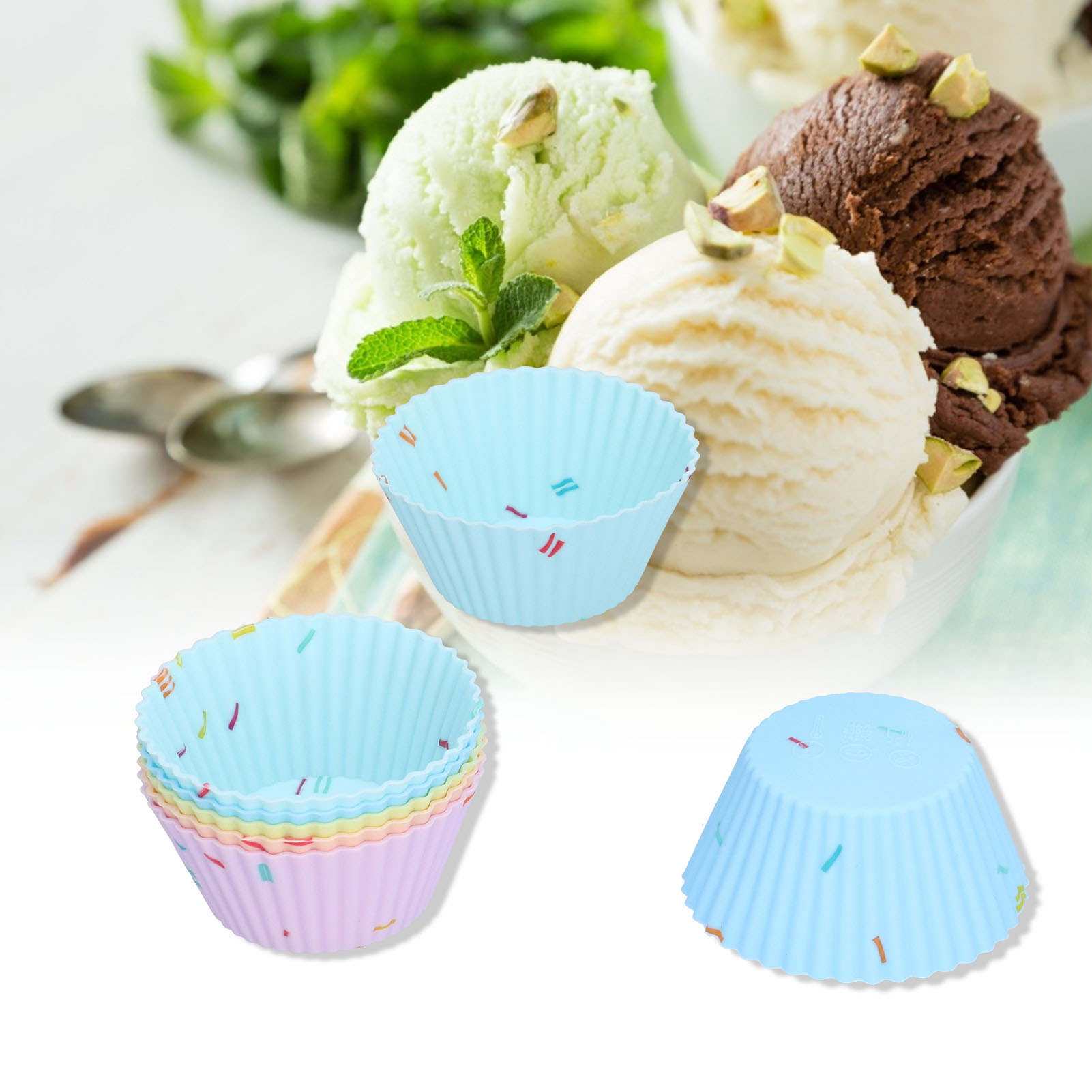 Runde Mini-cupcake-form (20 Stück), Weiße Puddingform, 20-teiliges Set