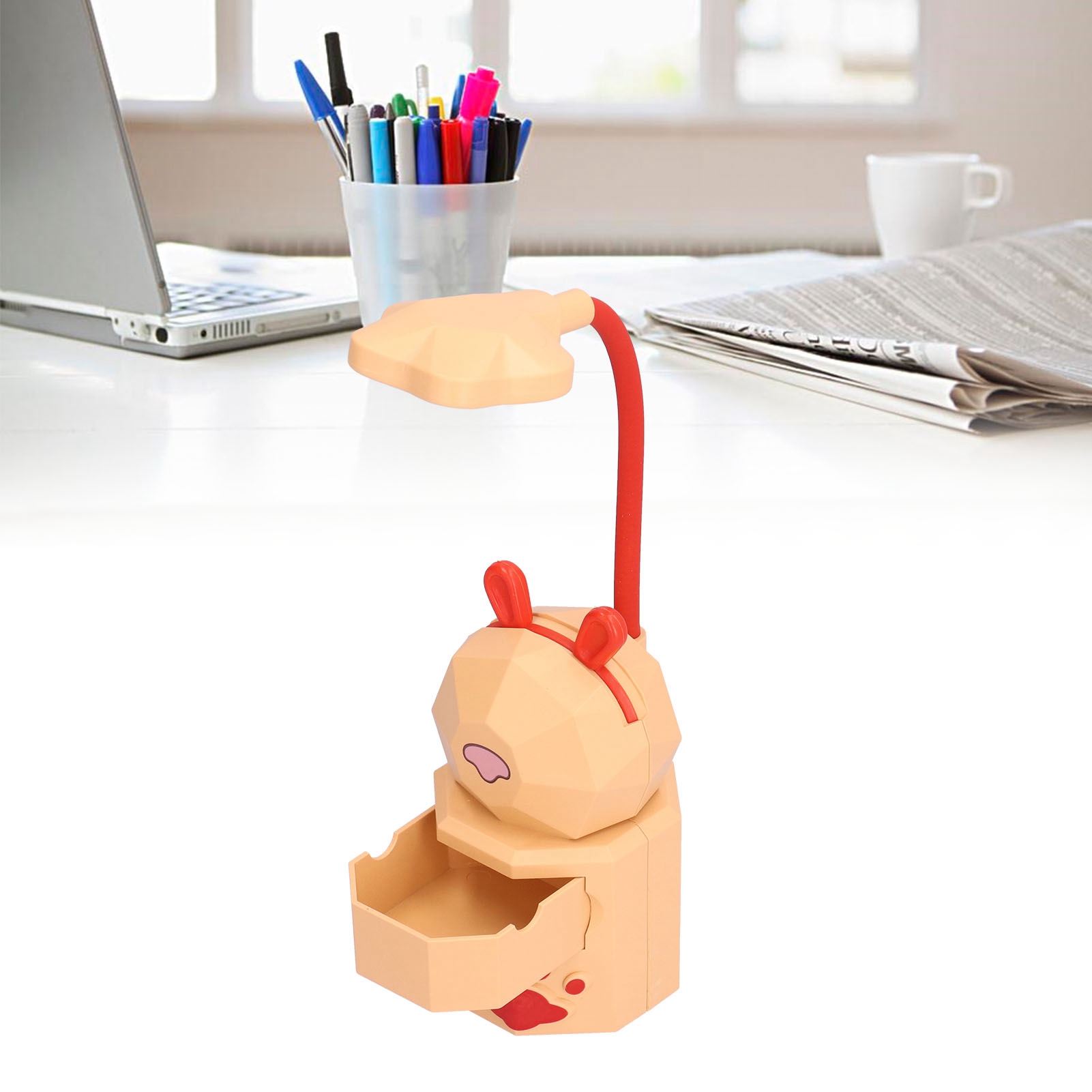 Led-schreibtischlampe Mit Cartoon-motiv, Usb-aufladbar, Augenschonendes Nachtlicht, Ideal Zum Lesen Im Studentenwohnheim, Mit Integrierter Schublade, Warmweißes Licht, Usb-aufladbar, Gelbes Licht