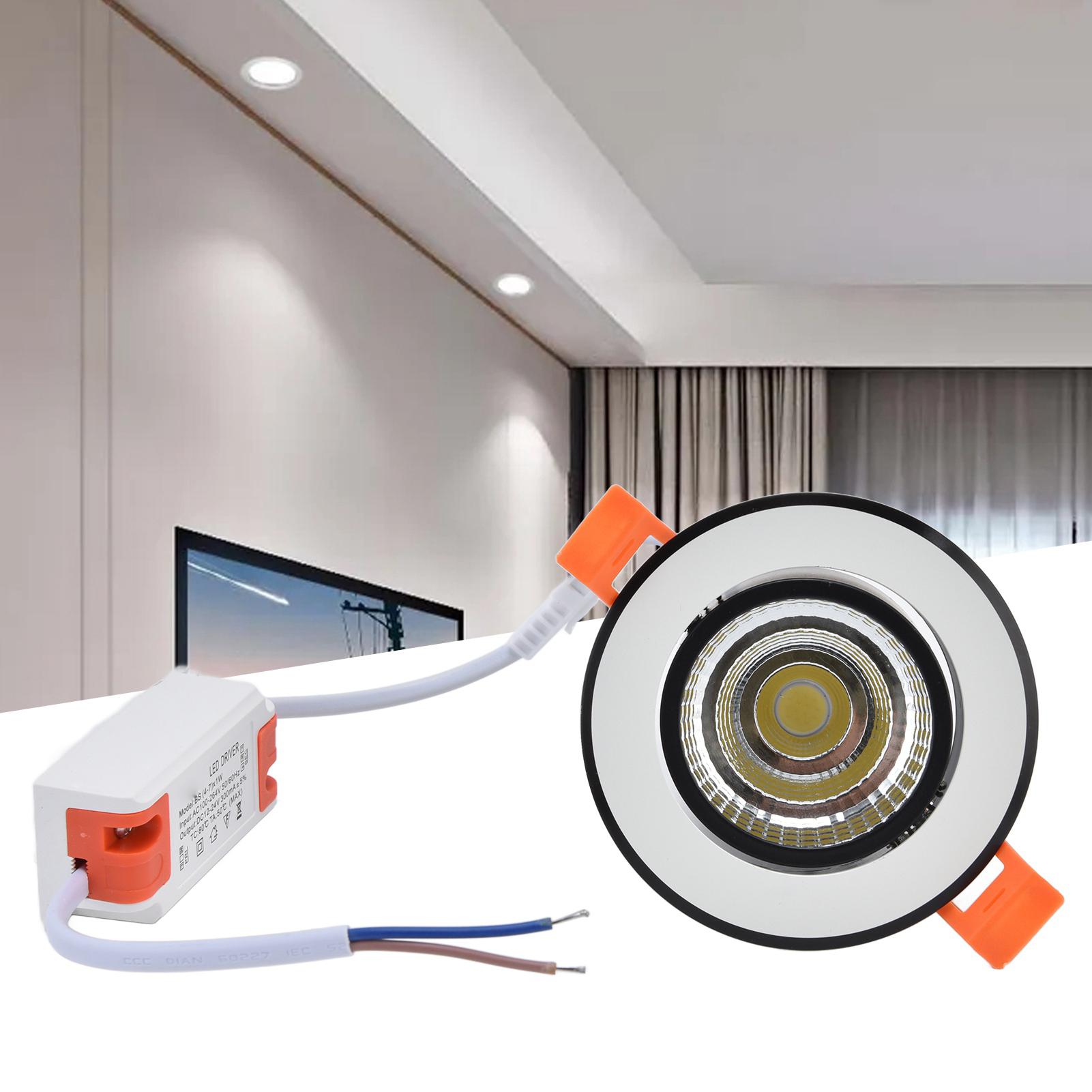Einbau-led-cob-spotlight 7w, Verstellbar, Durchmesser 8,4 Cm (3,3 Zoll).