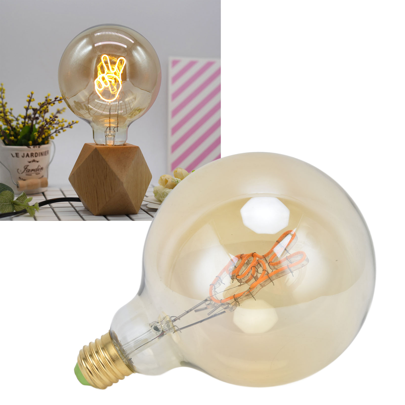Retro-g125-glühbirne, E27/e26 Edison-led-glühbirne, 4 W, Warmweißes Licht