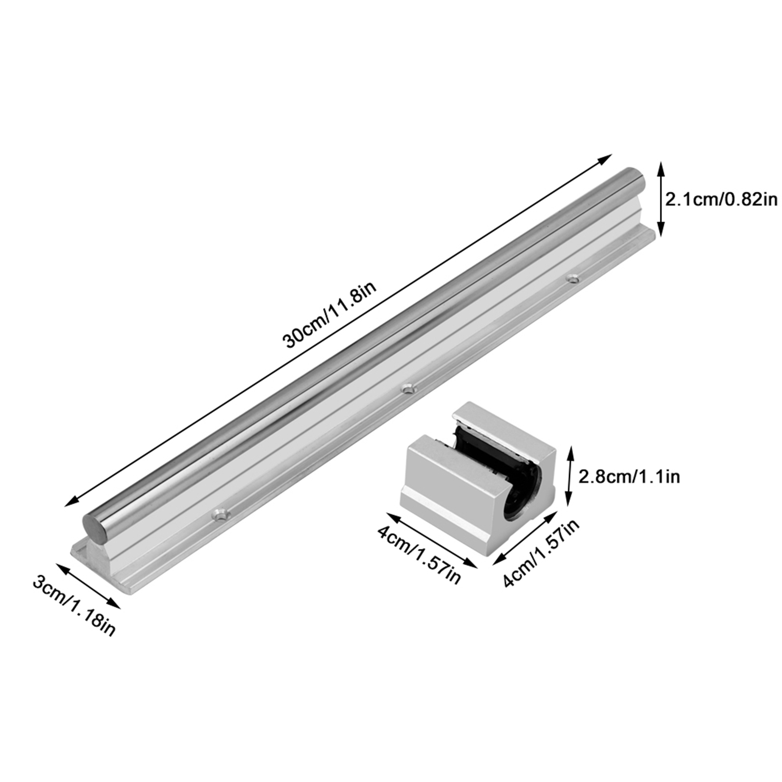 Sbr12-300mm 12mm Linearführung, 2 Führungsschienen, 4 Schlitten, Sbr12uu