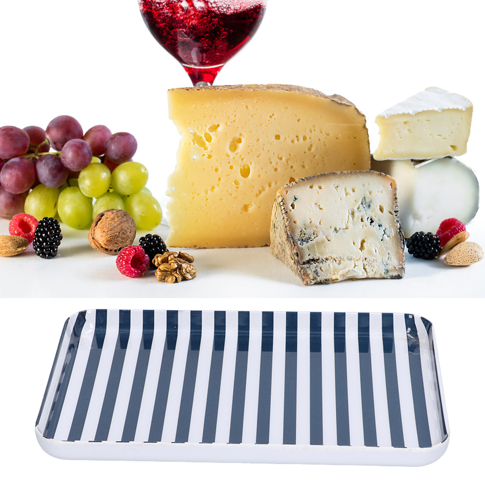 Melamin-tabletts, Untertassen, Salatteller, Obstkörbe