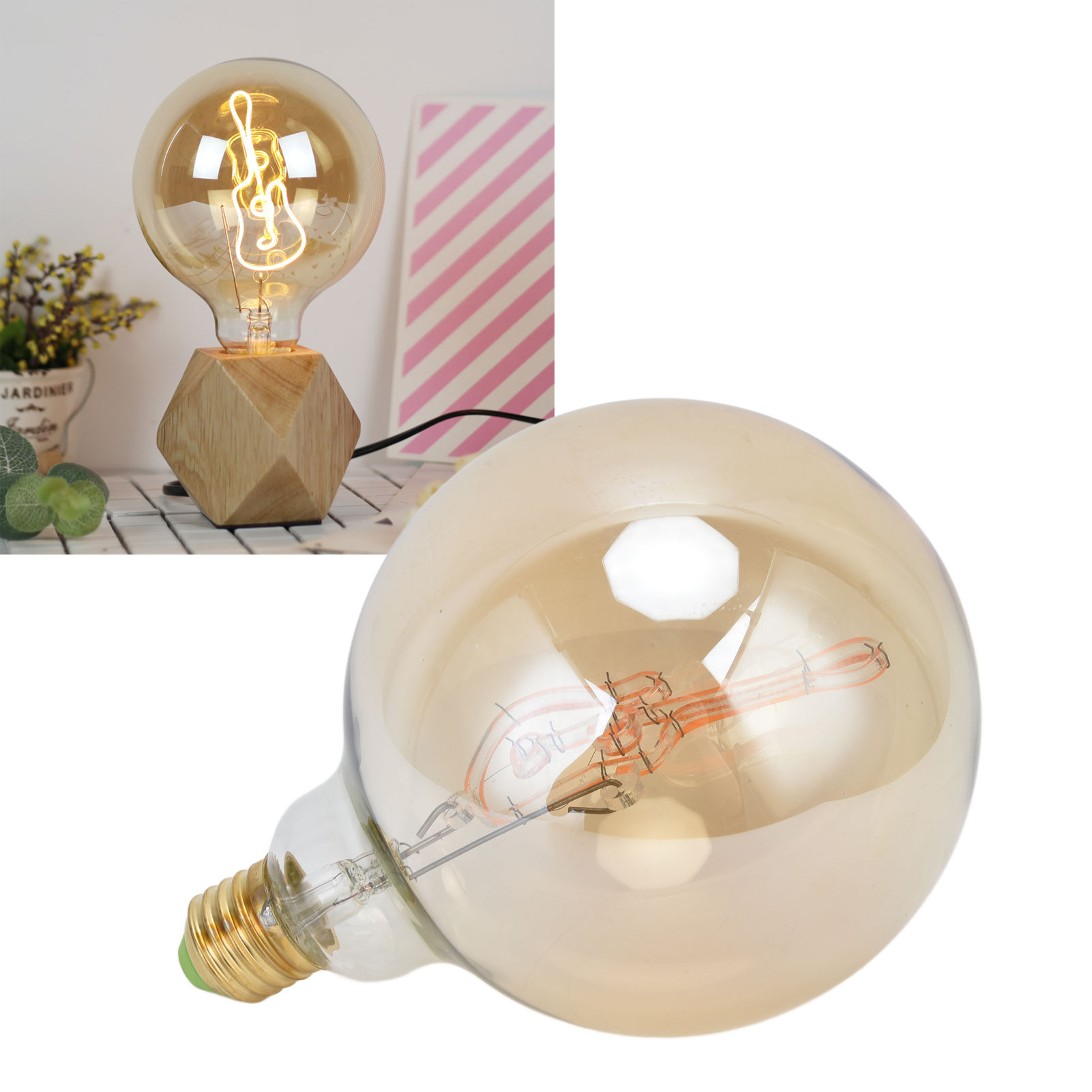Retro Edison E27/e26 4w Led-glühbirne In Gitarrenform, G125-glühbirne Für Schreibtischlampe