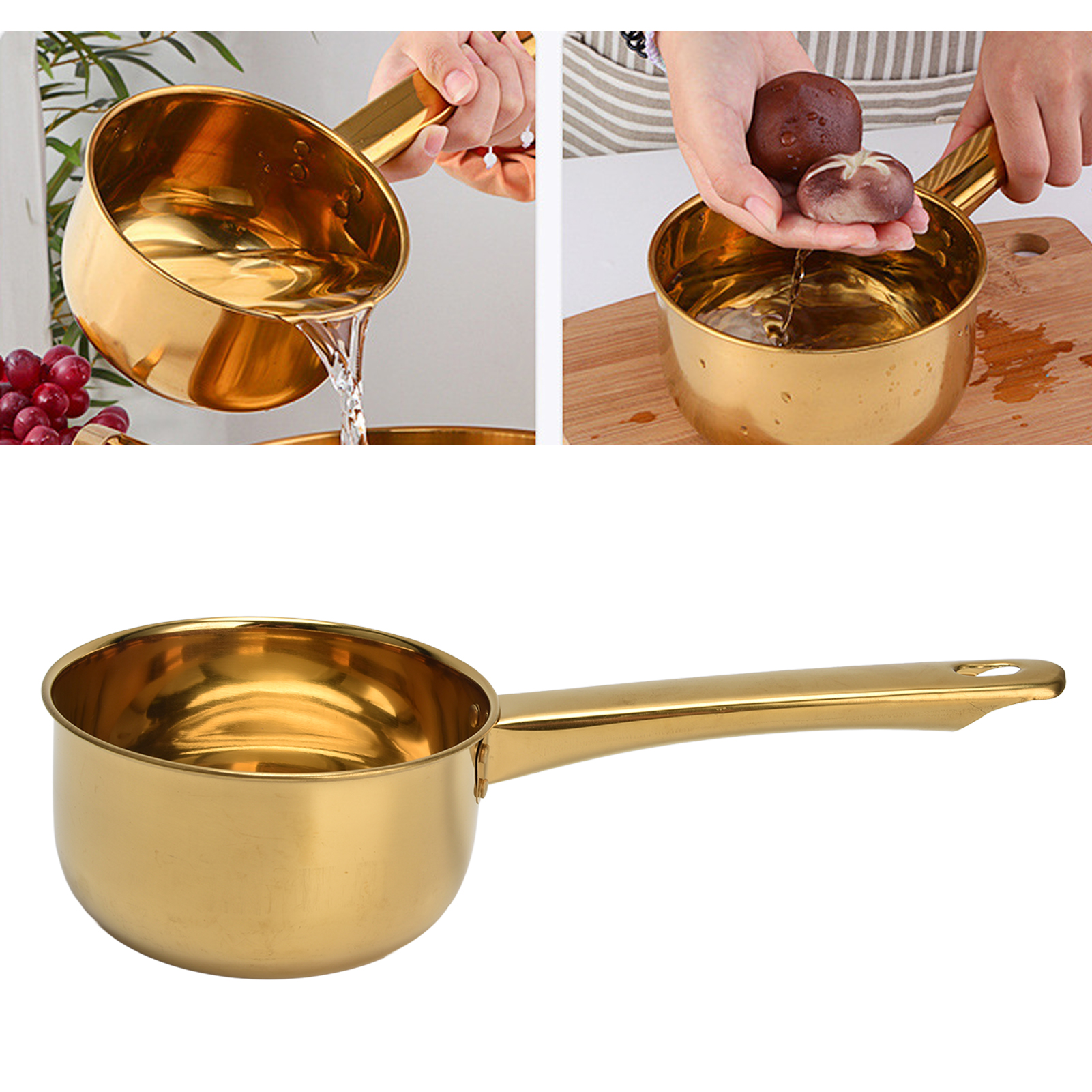 Langstielige Edelstahl-wasserschöpfkelle, Multifunktionale Küchenschöpfkelle, Wasserschöpfkelle, Gold