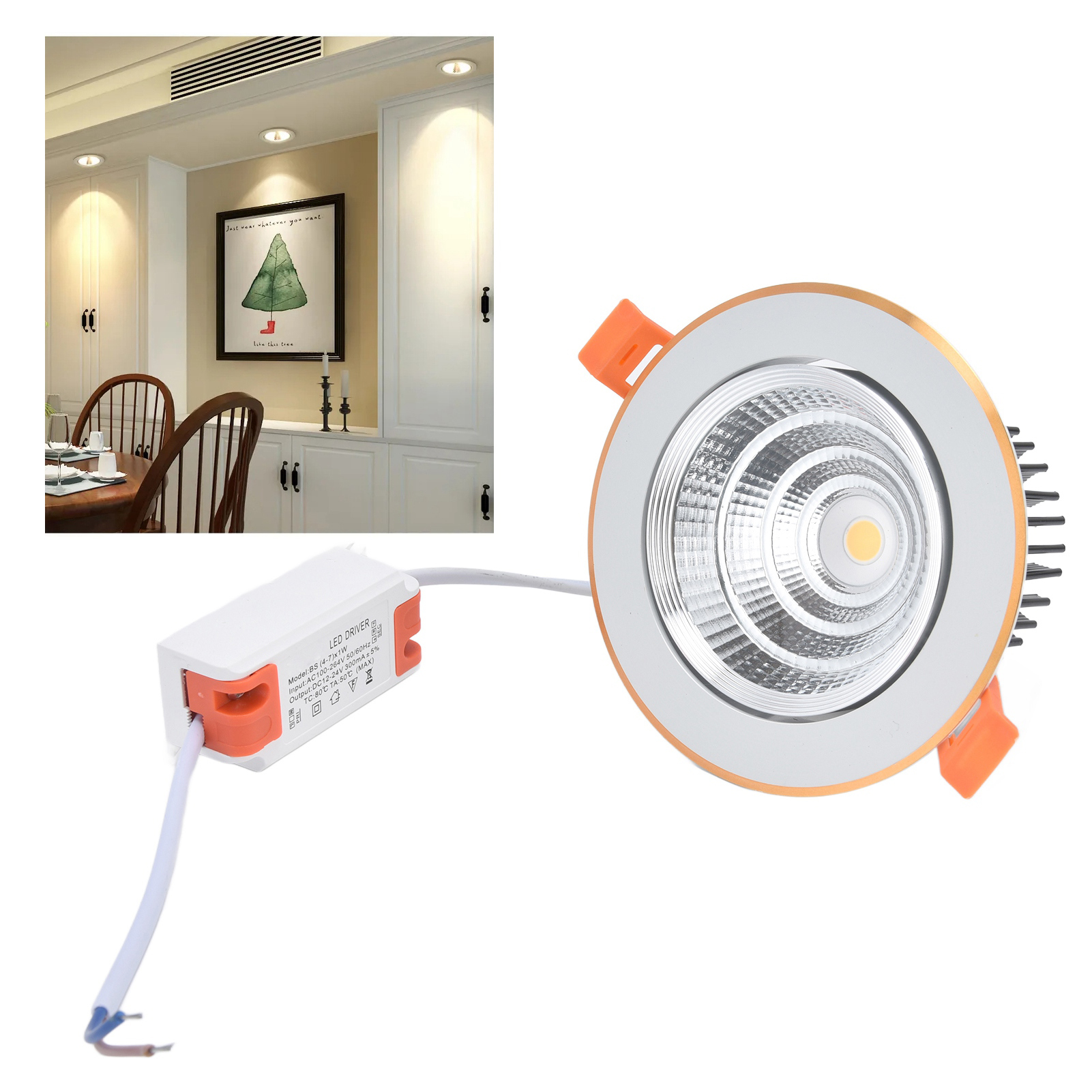 7w Cob-einbaustrahler Mit Led-deckenleuchte, 4,3 Zoll Einbau-innenbeleuchtung, Dekorative Deckenleuchte Für Zuhause.