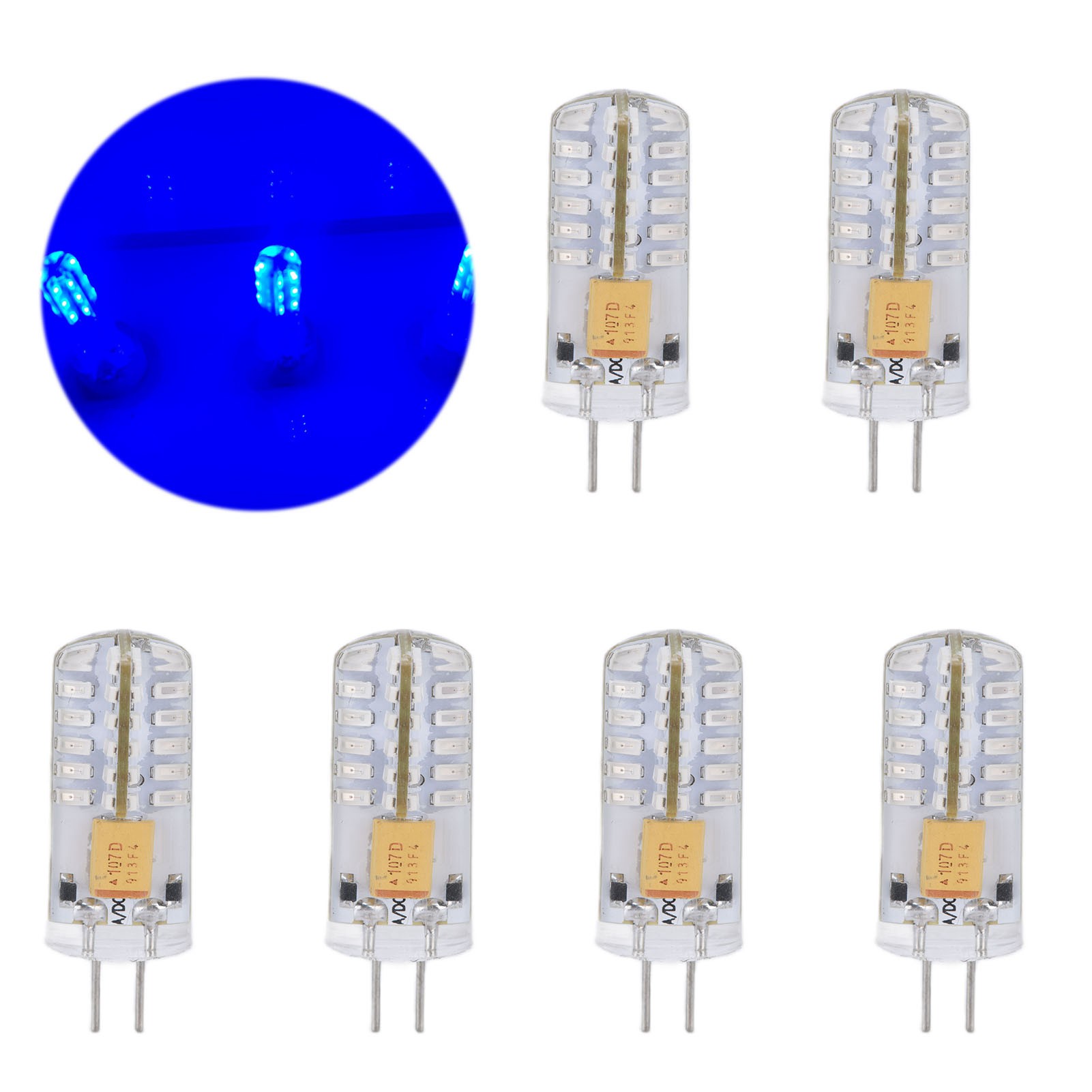 6 G4 Led-lampen, Jc-sockel-doppelstiftlampen, 3w Ac/dc 12v, T3-halogenlampen-ersatz, Blau.