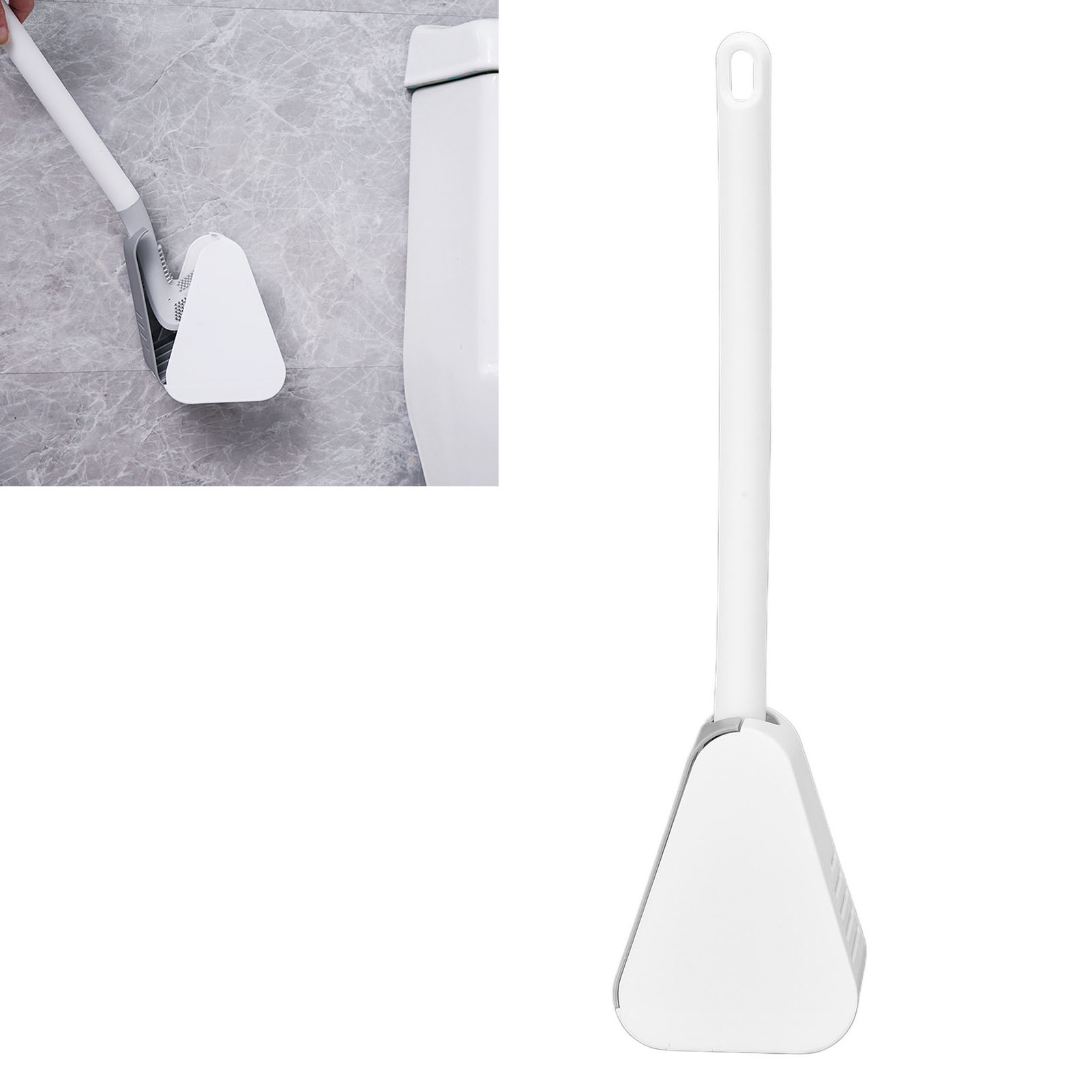 Toilettenbürste Im Golfstil, Langer Griff, Mehrzweck-reinigungsbürste, Selbstöffnender Und Wasserdichter Sockel, Mondscheinweiß.