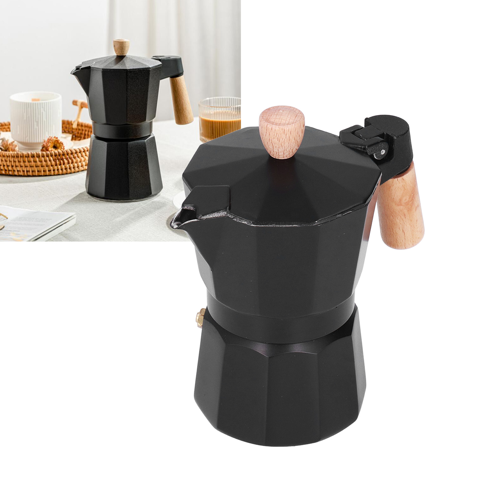 Moka-kanne, Italienische Kaffeemaschine, Extra Starke Achteckige Italienische Kaffeemaschine, 6 Tassen