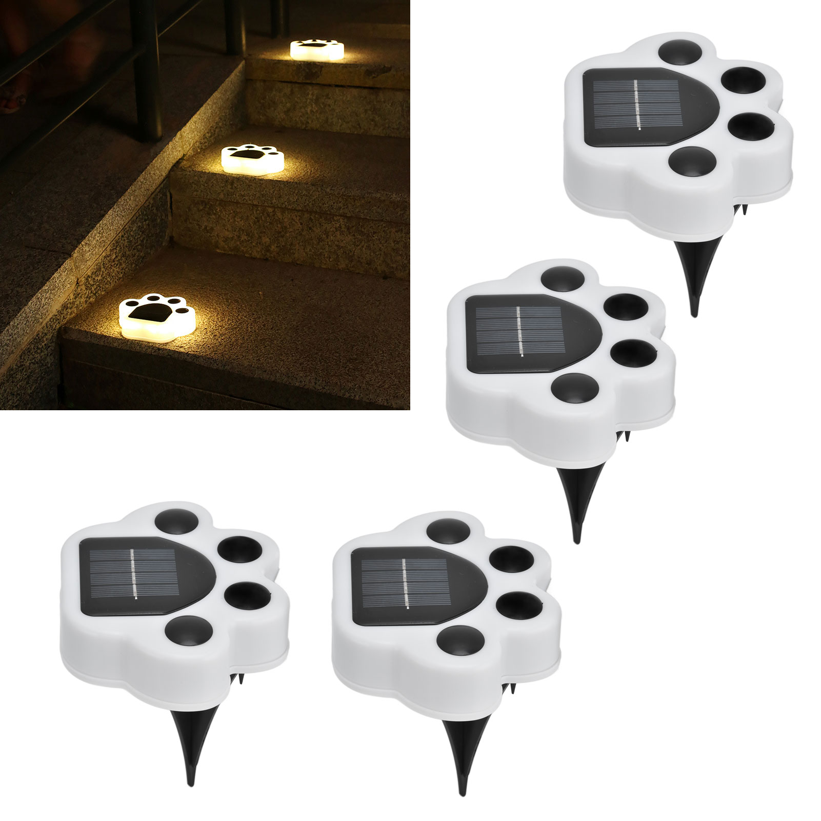Set Mit 4 Klauenförmigen Solarleuchten Für Garten, Hof Oder Terrasse, Led-bodeneinbauleuchten Für Den Außenbereich, Erhältlich Im 4er-set, Warmes Licht