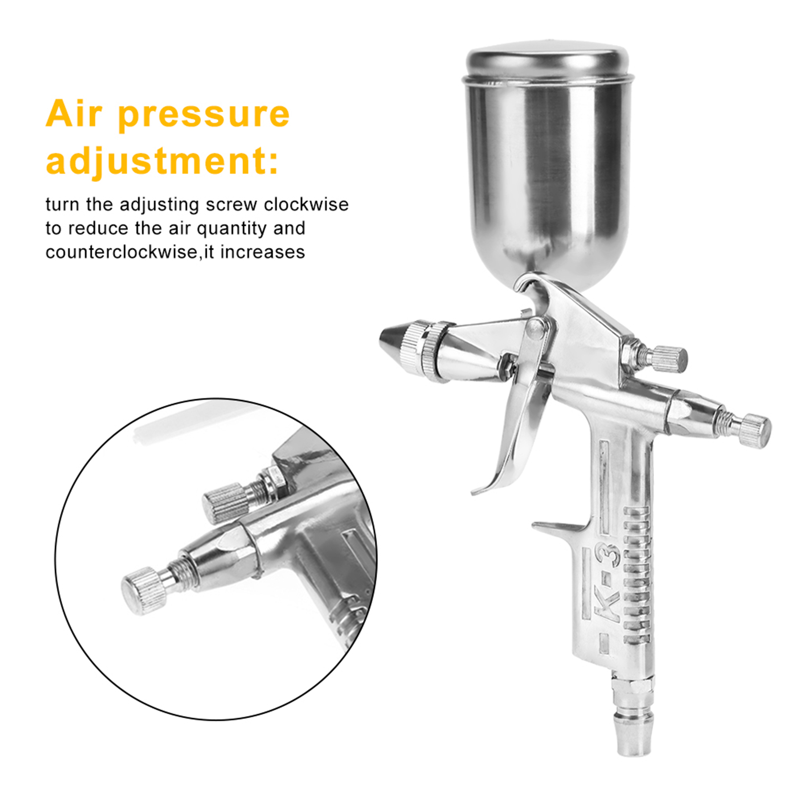 K-3 Druckluft-farbspritzpistole/grundierungsspritzpistole, 0,5 Mm Düse, 125 Ml Fassungsvermögen