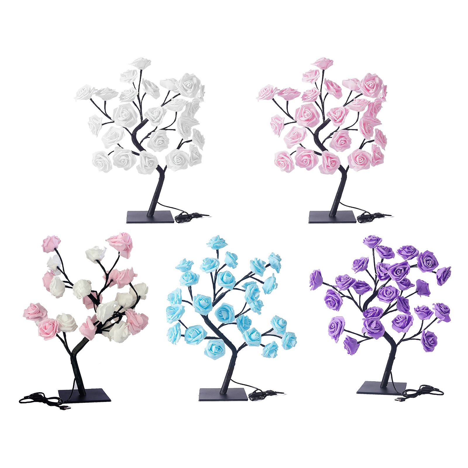 Abnehmbarer Kunststofffuß, Usb-schalter, Led-lampe Mit Roseneffekt, Dekoratives Nachtlicht – Usb Mit Schalter