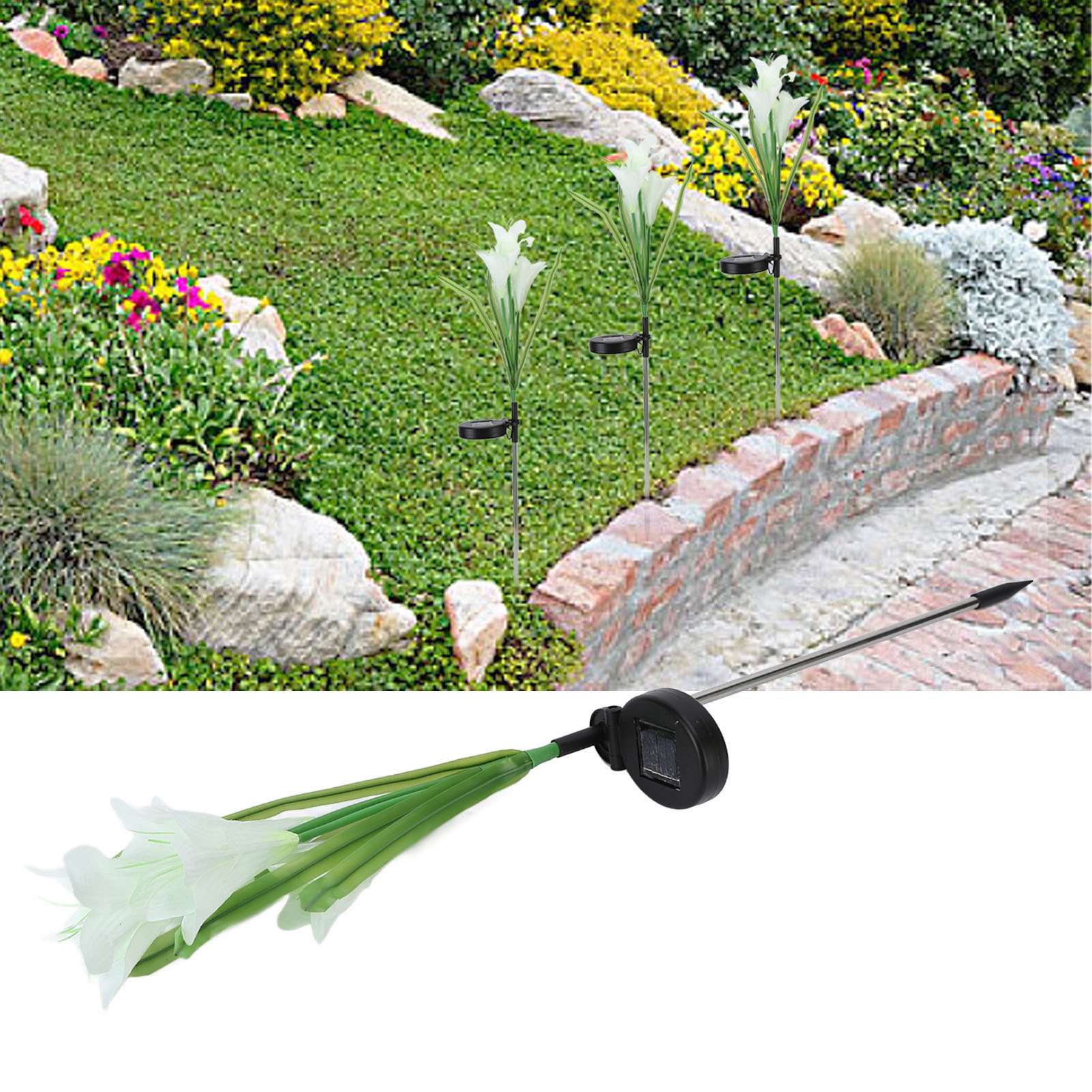 Lilienförmige Led-solar-bodenleuchte Für Rasenflächen, Villen, Innenhöfe, Parks, Plätze, Gartendekoration, Landschaftsbeleuchtung, Wegeleuchten, Weiß Und Farbig