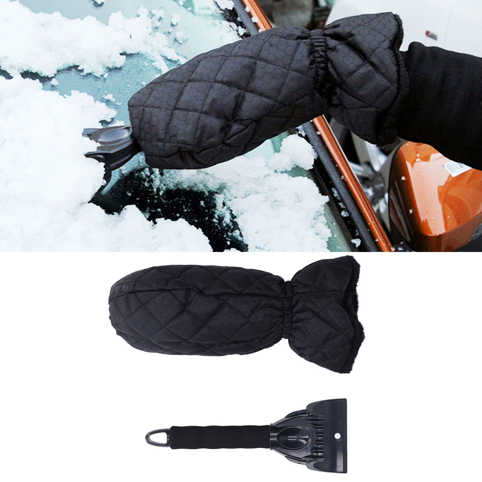 Schneeschaufel, 269,5 Cm, Autoschneeschaufel, Isolierte Handschuhe, Autoschneeschaufel, Enteisungsmittel, Warm Schwarz.
