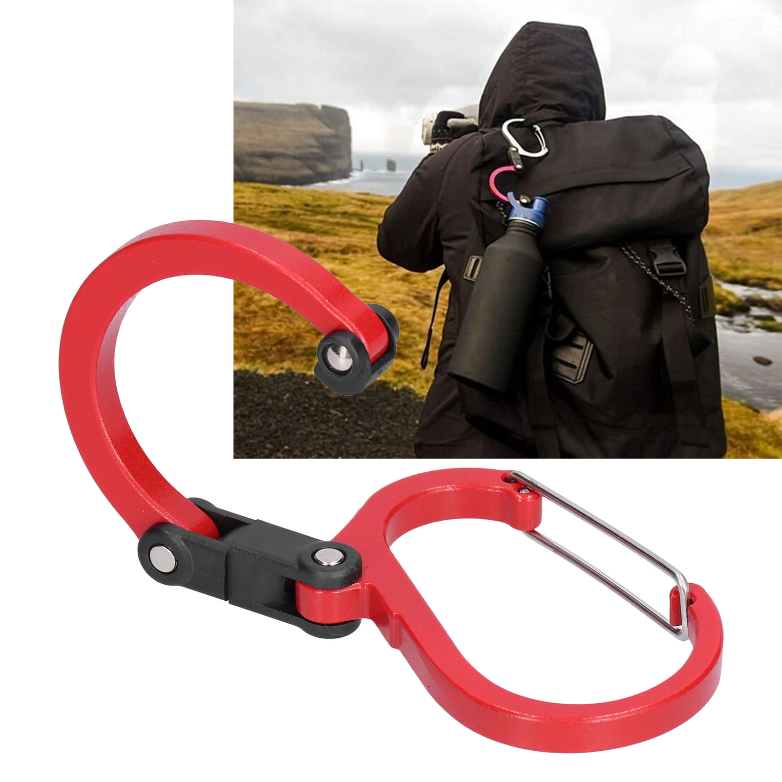 Mittlerer D-karabiner, Multifunktionale Schnellverschlussschnalle Aus Aluminiumlegierung Für Outdoor-ausrüstung, Rot.