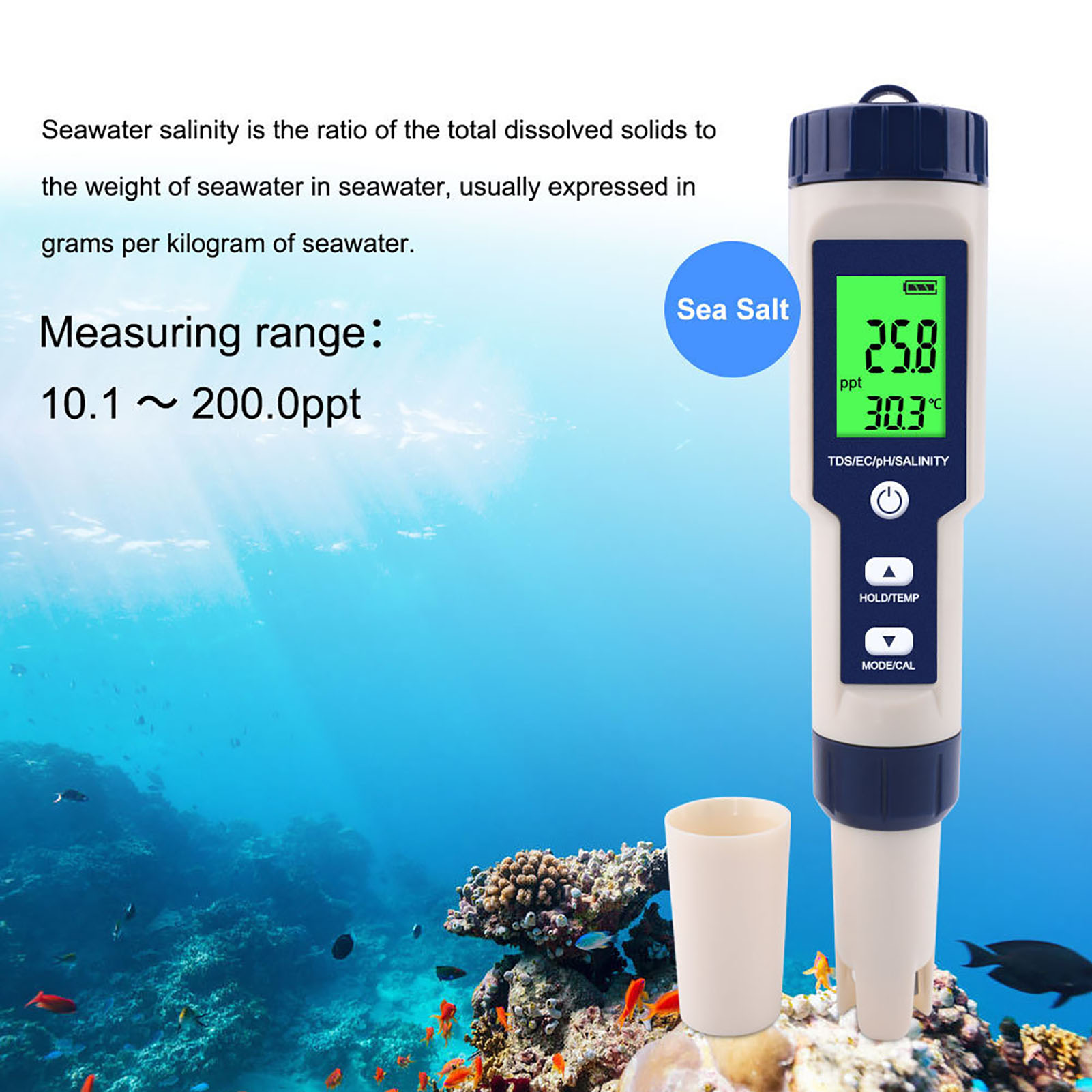Ez-9909 Multifunktionales Wasserqualitätsmessgerät (5 In 1): Ph-wert/salzgehalt/temperatur/tds/ec – Batterien Nicht Im Lieferumfang Enthalten