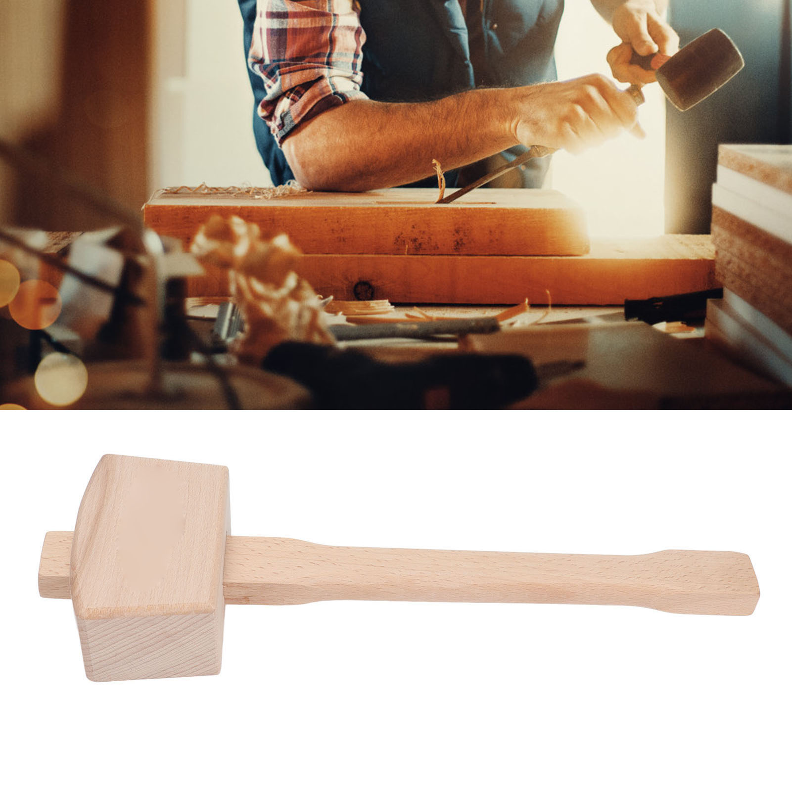 100-mm-holzhammer, Holzklöppel, Holzgriff, Holzbearbeitungswerkzeug, Kleiner Zimmermannshammer