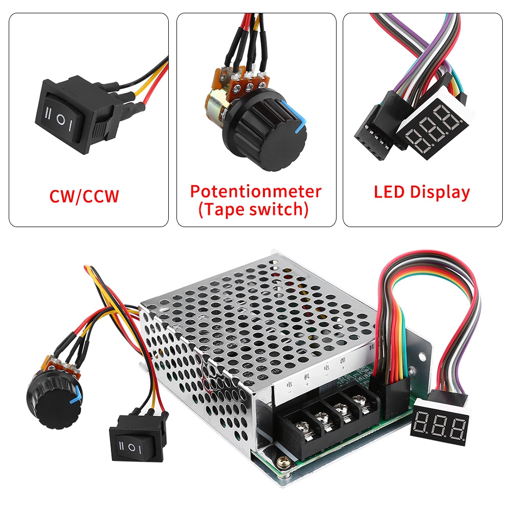 Bidirektionaler Drehzahlregler Für Bürstenbehaftete Gleichstrommotoren Mit Digitalem Drehzahlmesser, Dc10-55v 40a, Mit Gehäuse.