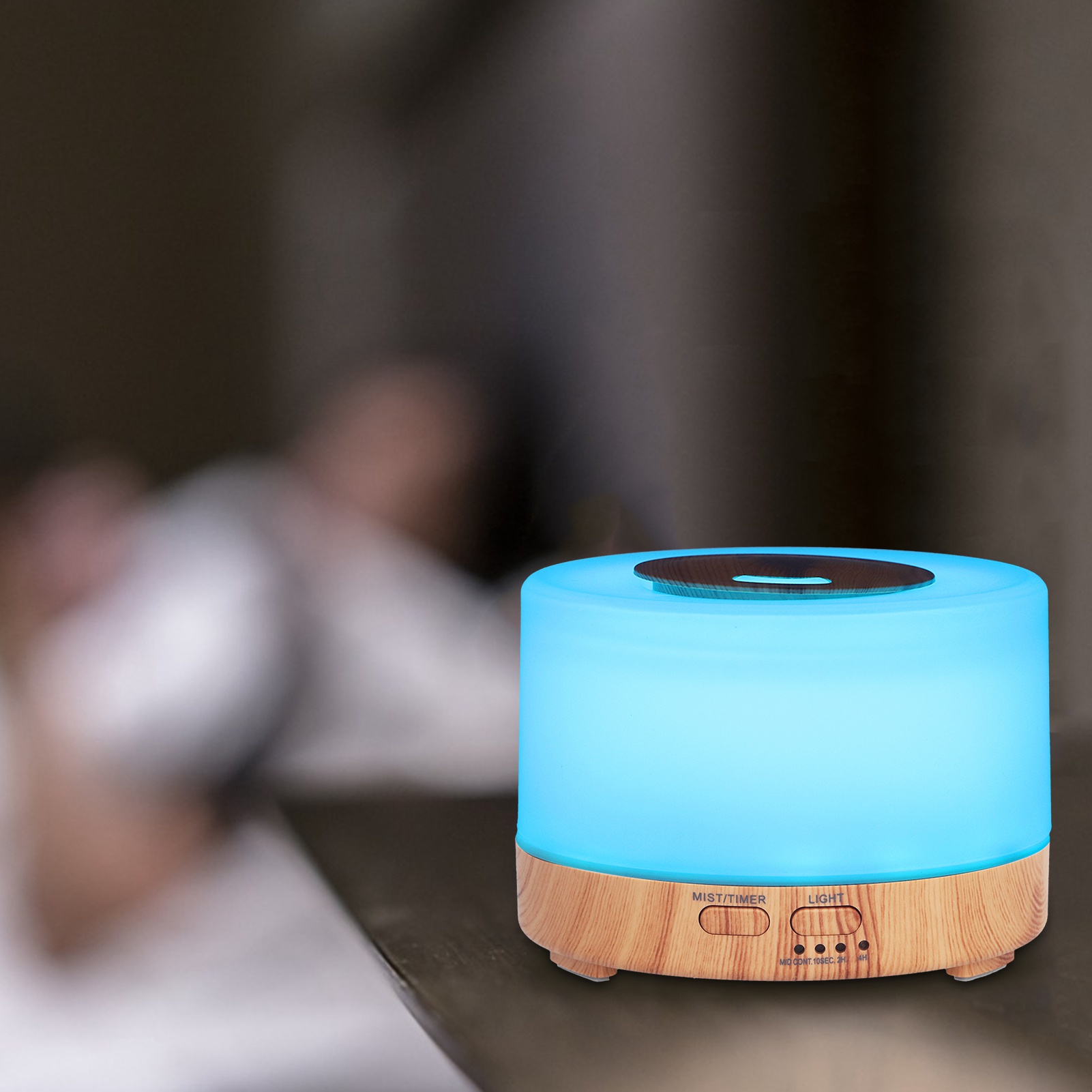 300-ml-luftbefeuchter In Holzoptik, Aromatherapie-luftbefeuchter, Luftbefeuchter Mit Integriertem Nachtlicht, Aromatherapie-diffusor In Holzoptik, 100–240 V (britischer Standard)