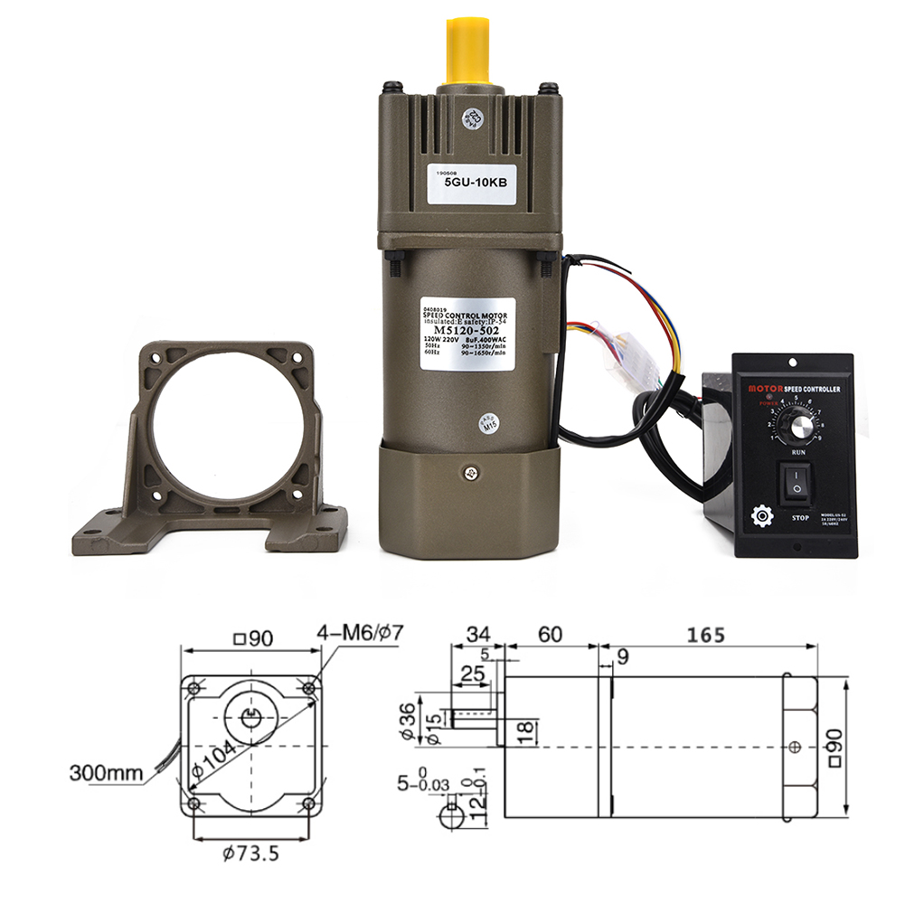 M5120-502 120-w-getriebemotor Mit Variabler Drehzahl, 220 V Wechselstrom, Reversibel