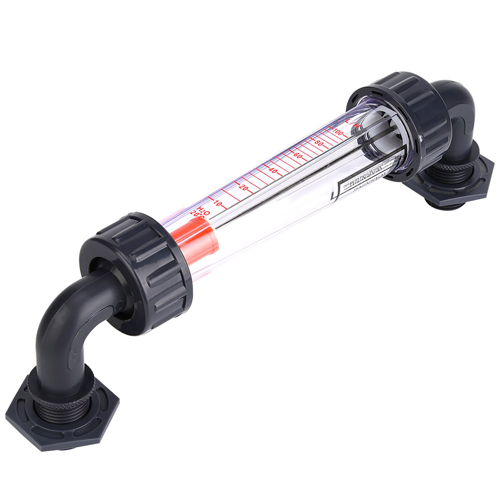 Abs-kunststoffrohr Lzs-15w Mit Winkelstück, Flüssigkeitsdurchflussmesser 10-100 L/h, Außengewinde: Zg1/2"- Npt1/2".
