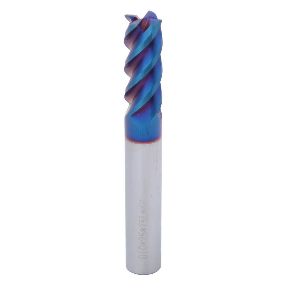 Flacher Schaftfräser Aus Wolframstahl Mit Blauer Nano-beschichtung Naco, Härte Hrc65°, Schnittdurchmesser 10 Mm