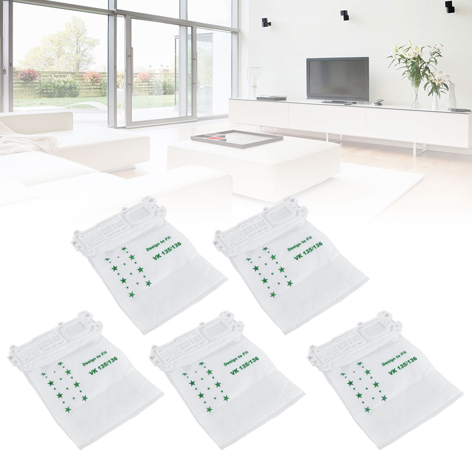Packung Mit 5 Vlies-müll-/staubbeuteln, Kompatibel Mit Den Vorwerk-modellen Vk135/vk136