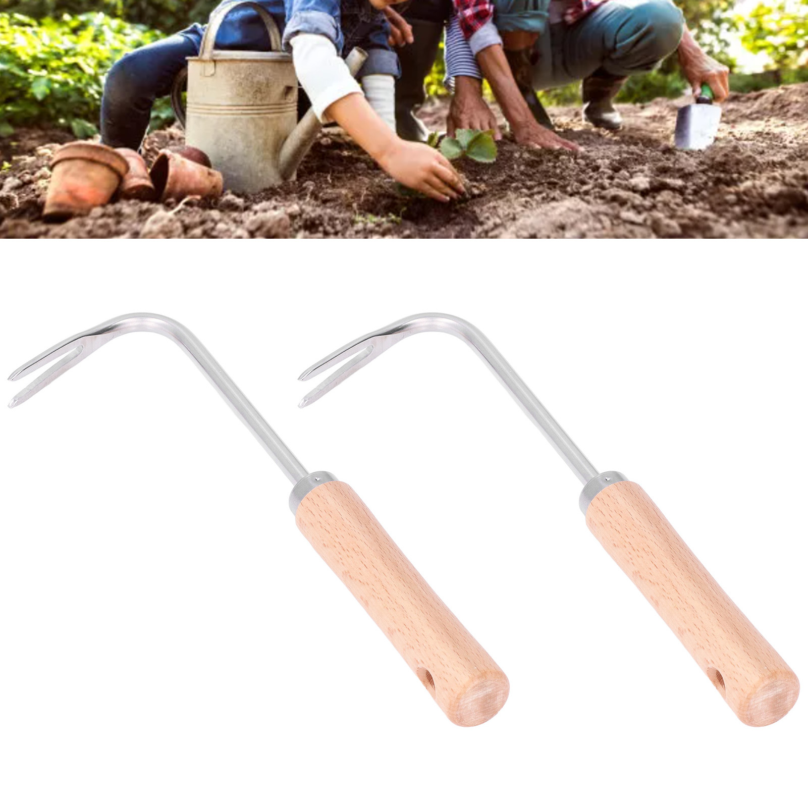 Set Aus 2 Gartengeräten Aus Edelstahl: Unkrautstecher, Unkrautzieher, Blumenpflanzgefäß, Handschaufel, Werkzeug Zum Ausgraben Von Wildgemüse, Samenausstecher.