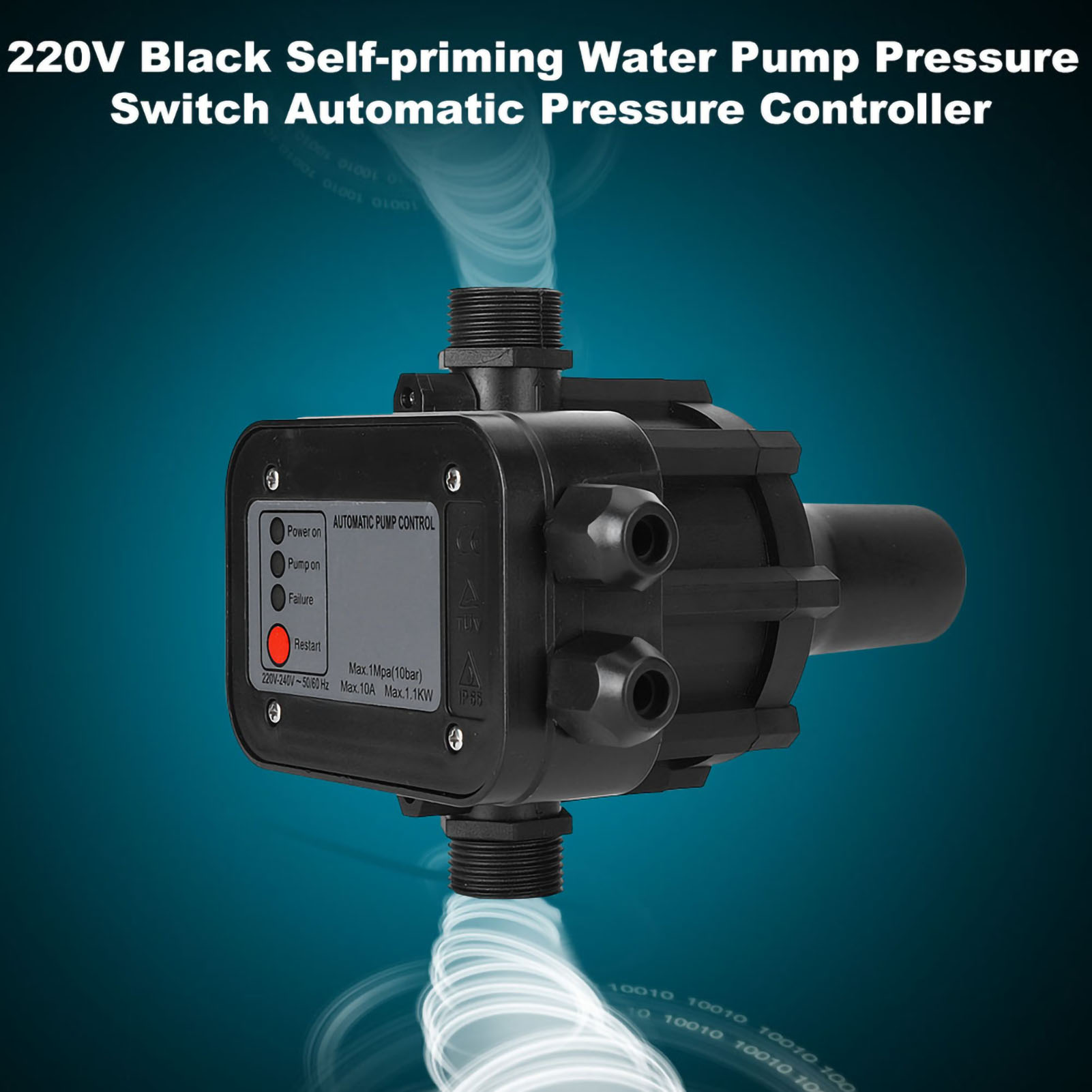 Selbstansaugender Druckschalter Für Wasserpumpen, Wasserdurchfluss-druckschalter, Automatischer Elektronischer Regler (schwarz)