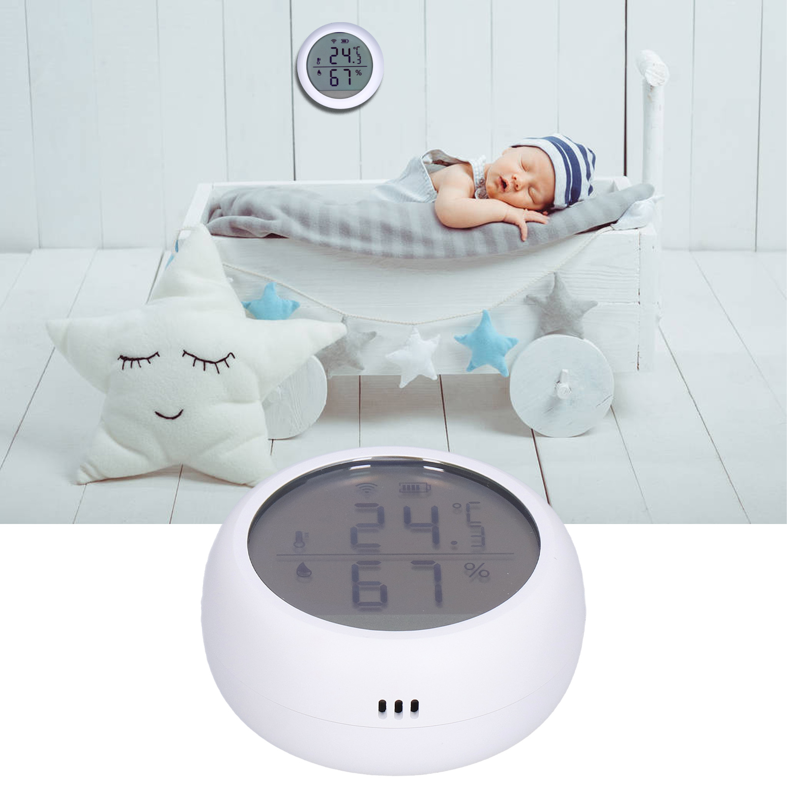 Tuya Smart Luftqualitätsmonitor, Temperatur- Und Feuchtigkeitssensor, Mini-wandluftqualitätsmonitor (batterie Nicht Enthalten)