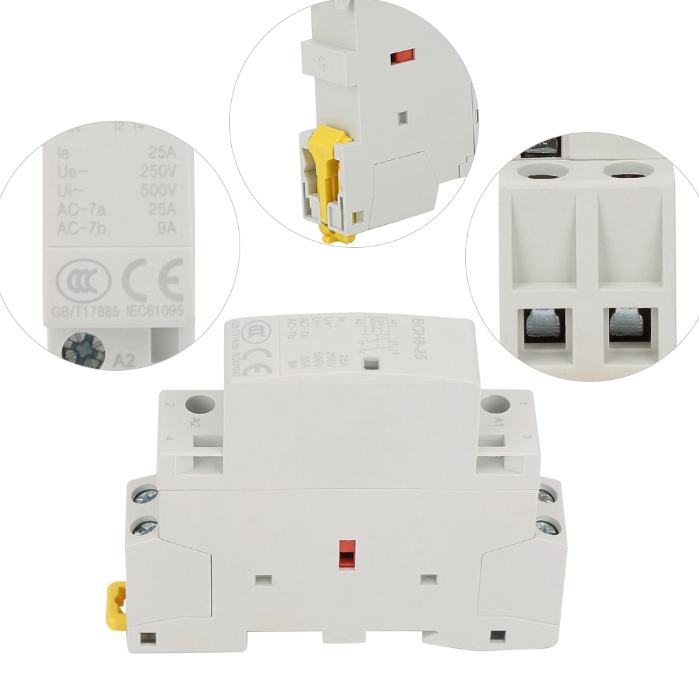 Netzschütz Für Den Hausgebrauch, 2-polig, 25 A, 24 V, 50/60 Hz, 1 Schließer, 1 Öffner.