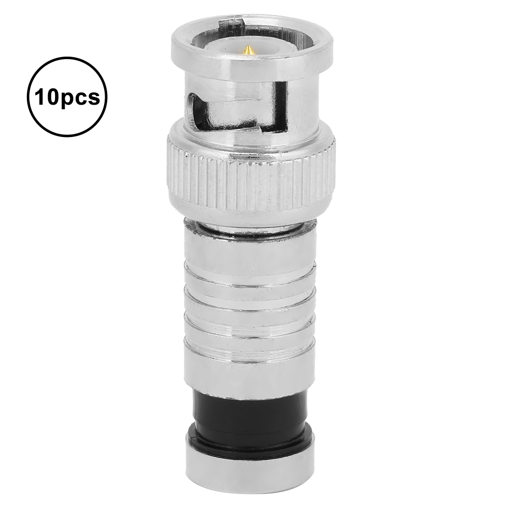 Packung Mit 10 Extrudierten Bnc-steckern (männlich), Lötfreie Bnc-stecker, Q9-bnc-stecker Für Überwachungszwecke, Kaltgepresstes Rg59-kabel