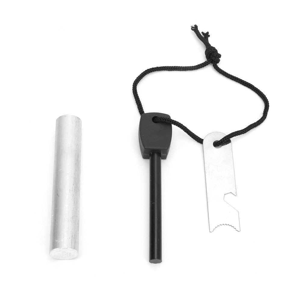 Tragbares 2-in-1-feuerzeug/schaber Aus Edelstahl Mit Magnesiumstab + 18 X 100 Mm Magnesiumstab