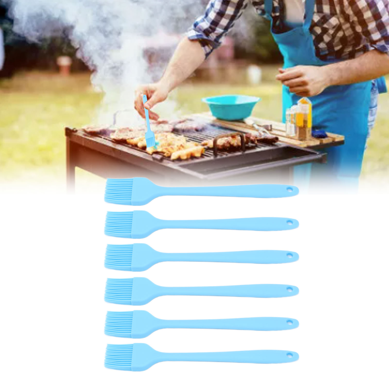 Blaue Silikon-grillbürste, Allzweck-silikonölpinsel Zum Kochen Und Backen, Outdoor-grillbürste, Blaue Silikonölbürste