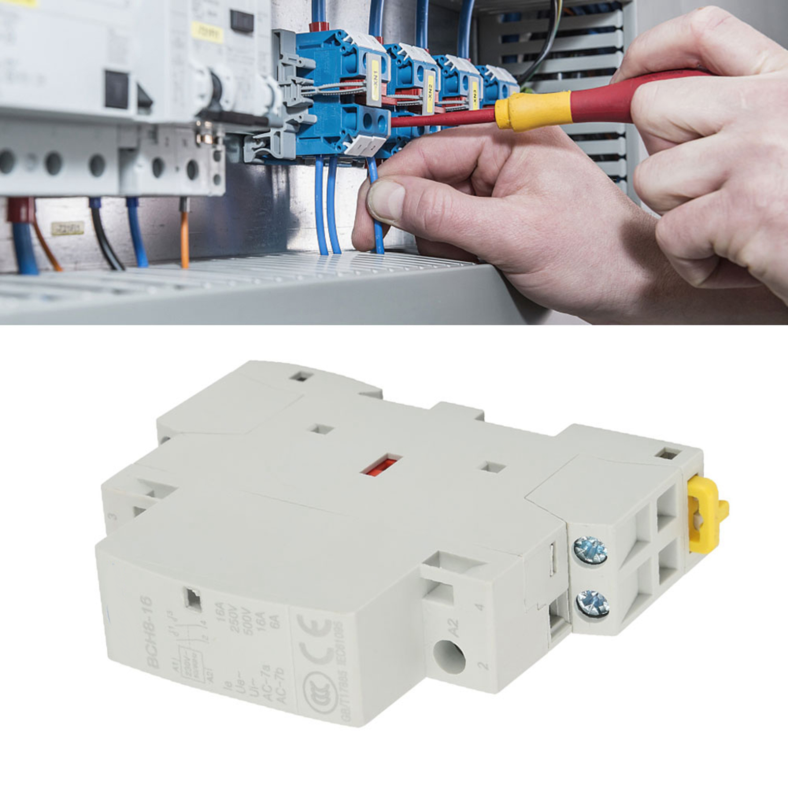 Netzschütz Für Den Hausgebrauch, 2-polig, 16 A, 220 V/230 V, 50/60 Hz, 1 Schließer, 1 Öffner