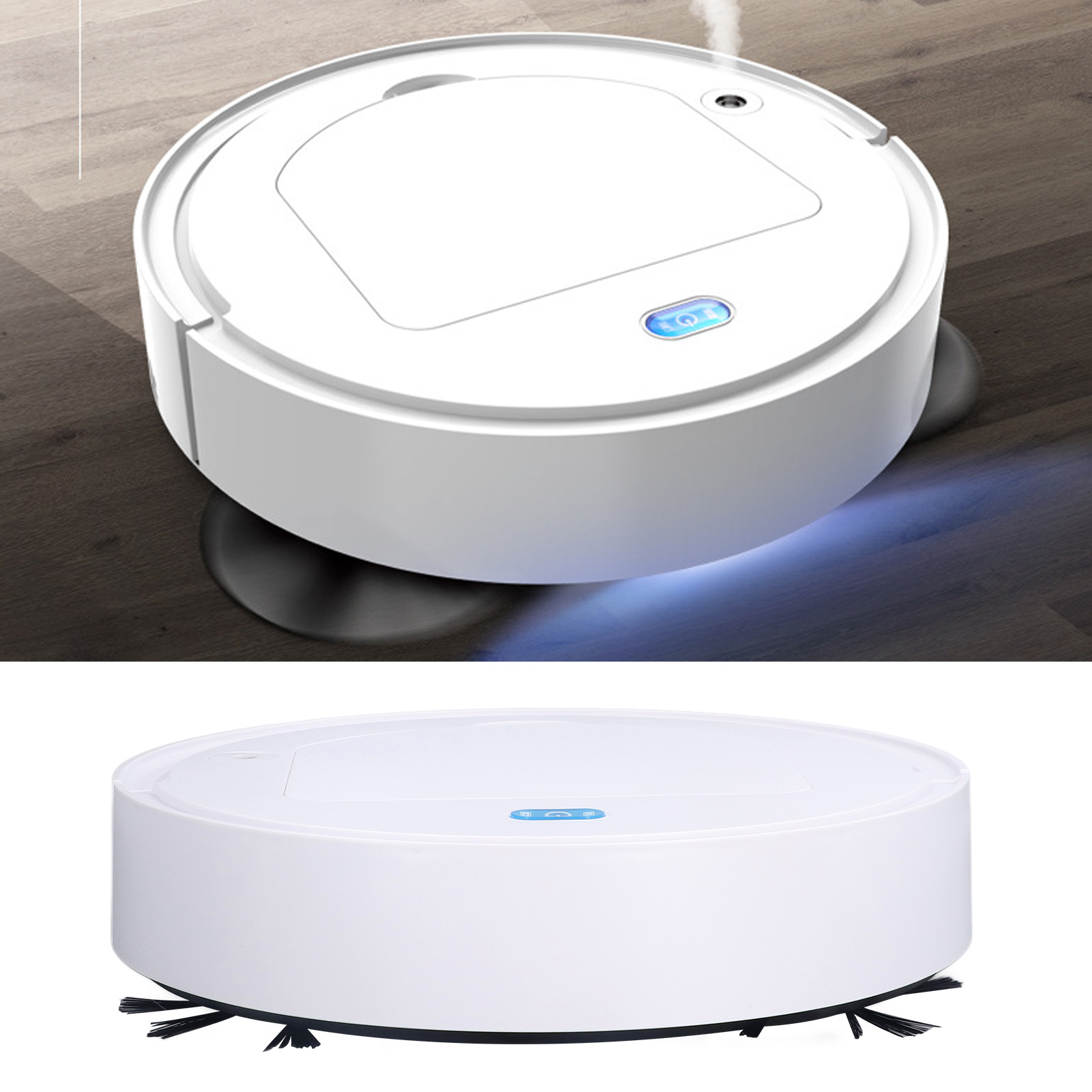 Mini-smart-besen 3-in-1: Besen, Staubsauger, Wischmopp, Sprühgerät, Luftbefeuchter. Usb-aufladbar, Weiß.