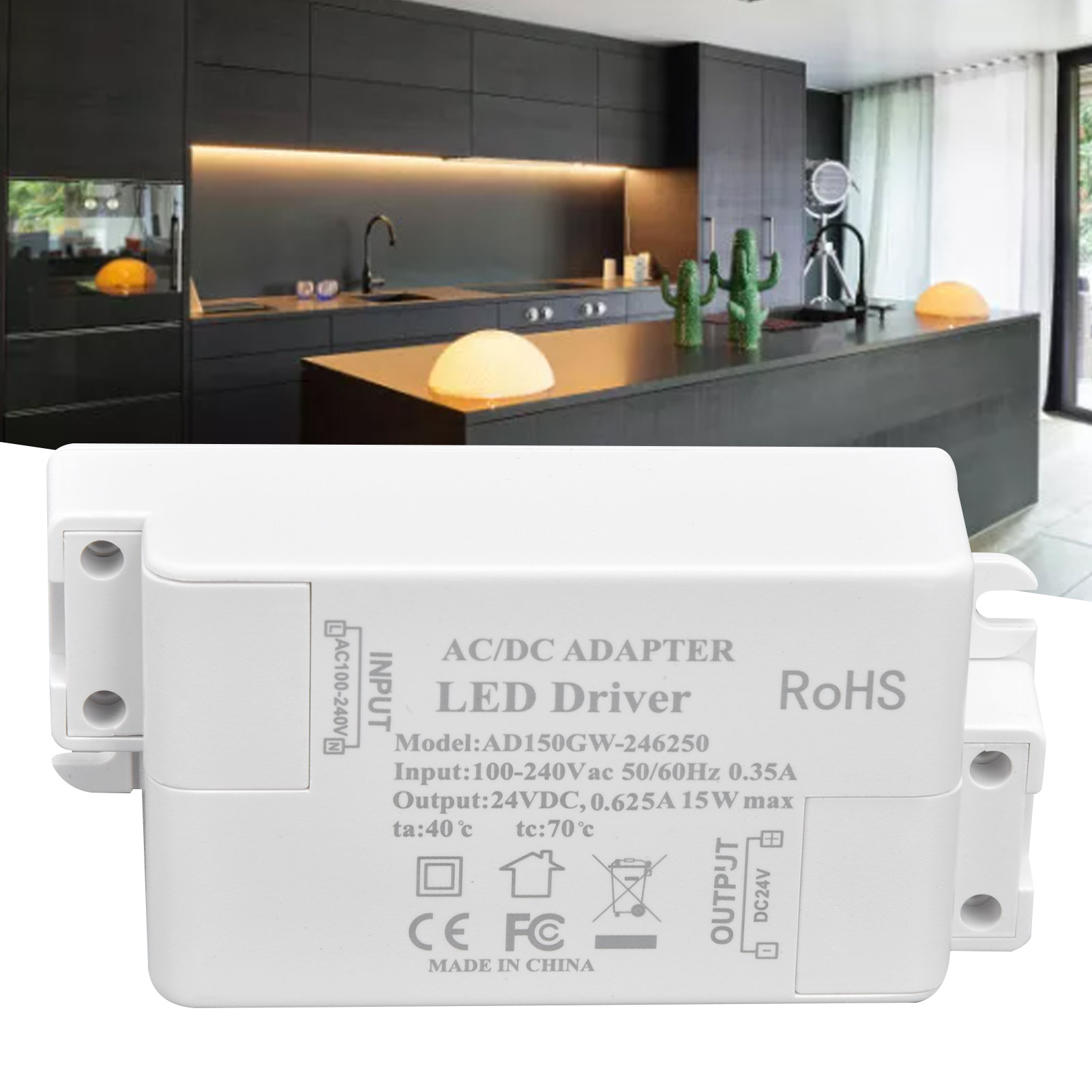 24 V Dc, 0,625 A, 15 W Niederspannungs-led-treibertransformator, 100–240 V Ac Schaltnetzteil