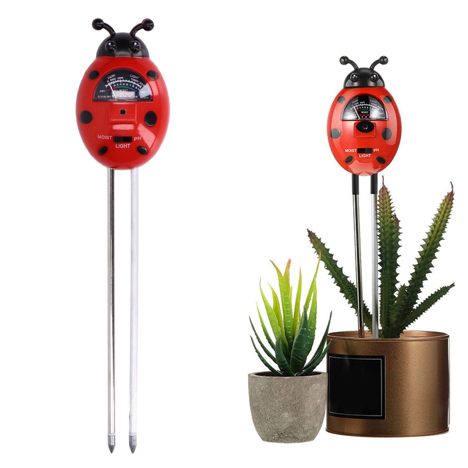 3-in-1-gerät: Misst Bodenfeuchtigkeit Und Säuregehalt, Hygrometer, Ph-meter In Marienkäferform Und Misst Die Feuchtigkeit Von Pflanzen Und Blumen.