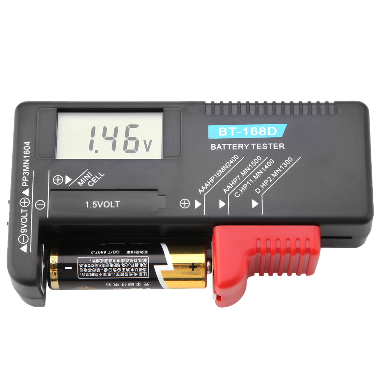 Der Digitale Batteriekapazitätstester Bt-168d Misst Aa/aaa/c/d/9v/1,5v-batterien.