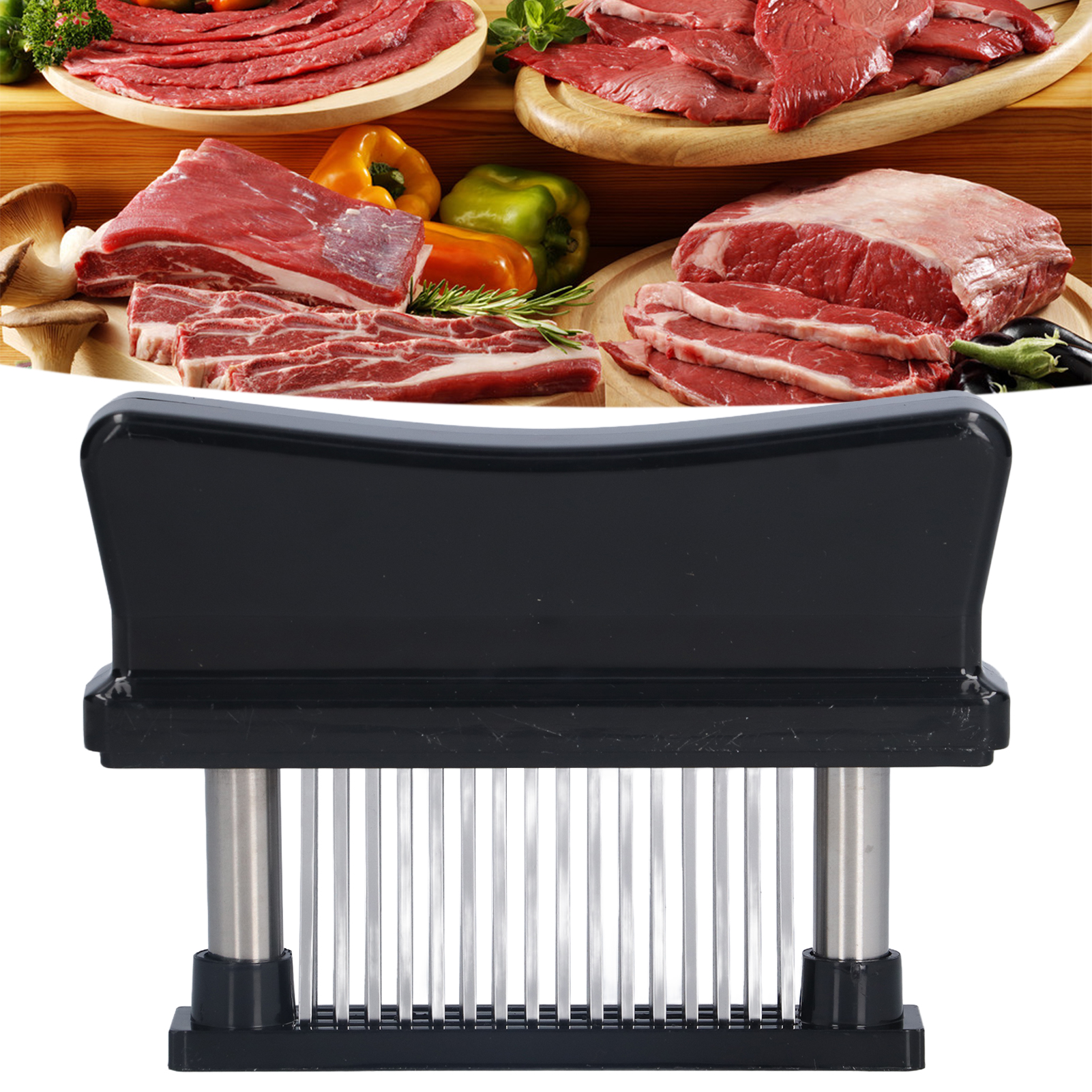 Sehnenschneider Mit 48 Nadeln, Schwarzer Steakhammer Im Westernstil, Kotelett- Und Hähnchenschnitzelschneider.