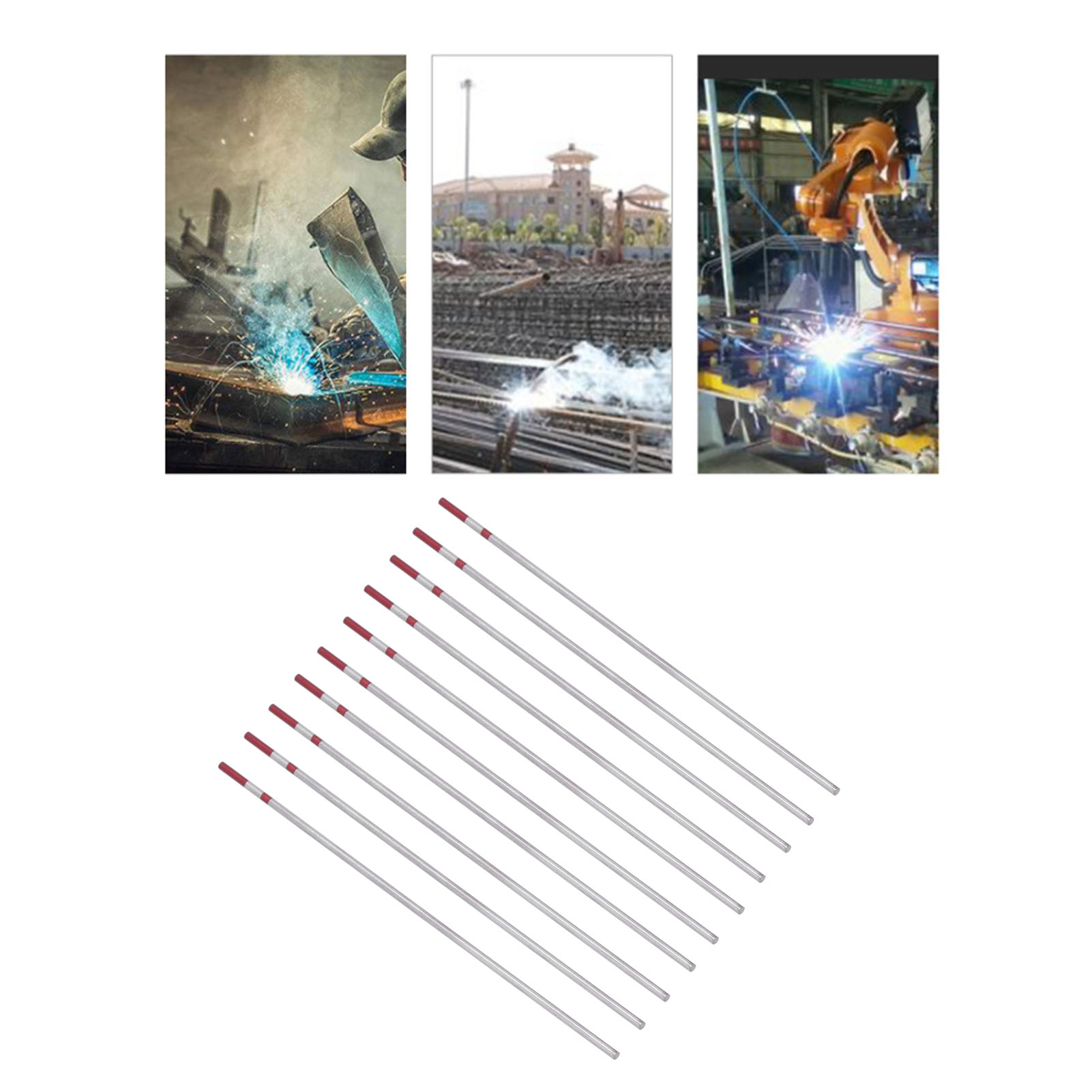 10 Stück/verkauf Von 150 Mm Langen, Rotspitzigen Wolfram-elektrodenstäben Für Das Wig-schweißen, 2,4 Mm Durchmesser.