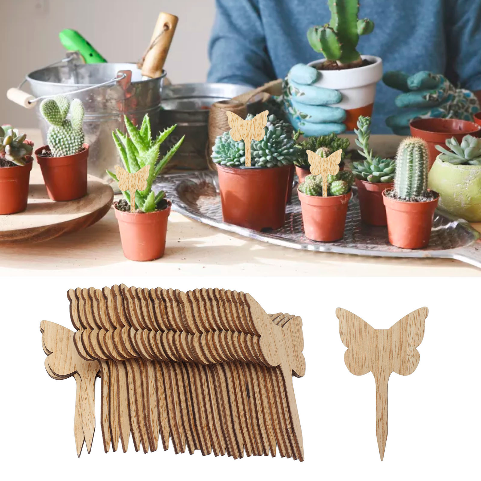 30 Blumenhalter, Etikettenhalter, Bambusstützen Und Wegweiser Aus Bambusstreifen, Handgefertigt Aus Holz.