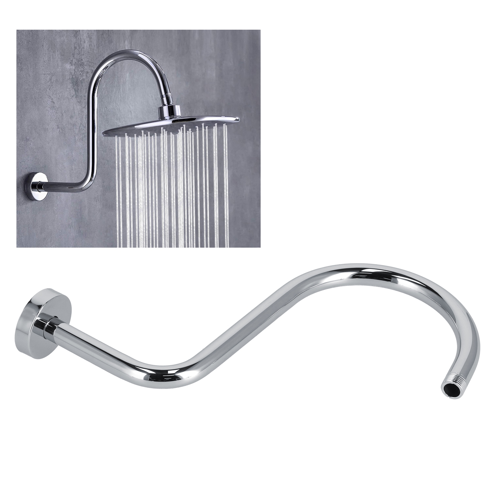 S-förmiger Duscharm Aus Edelstahl, Höhenverstellbar, Oberfläche Aus Gebürstetem Nickel, Npt-schwanenhals-duschkopf-verlängerungsrohr, Galvanisiert 233.