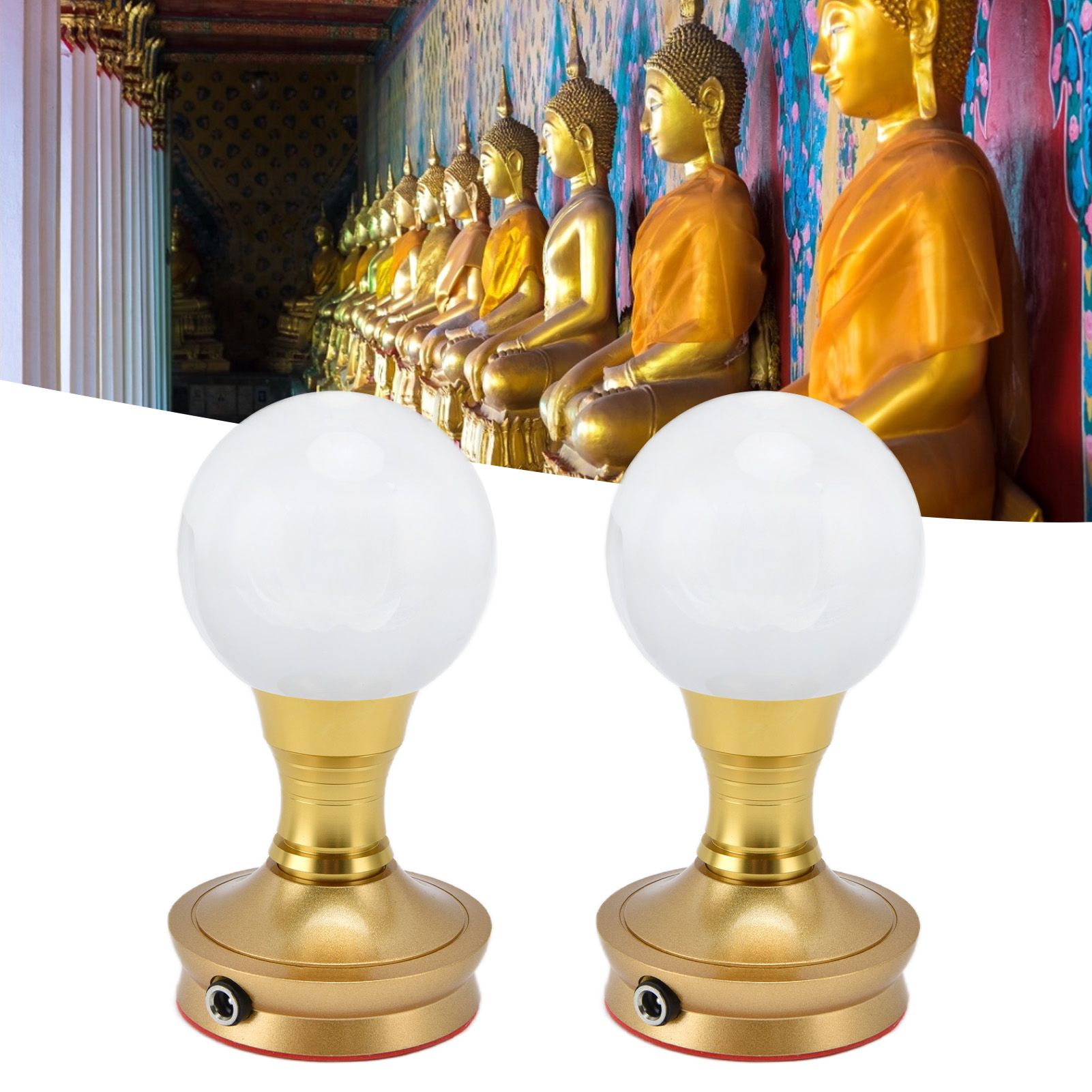 Set Mit 2 Verstellbaren, Dreifarbigen Led-kristallkugellampen Für Zuhause, Buddhistische Opferlampen, Steckdosenlampen, Buddhistische Artikel, Australischer Standard 100-240 V