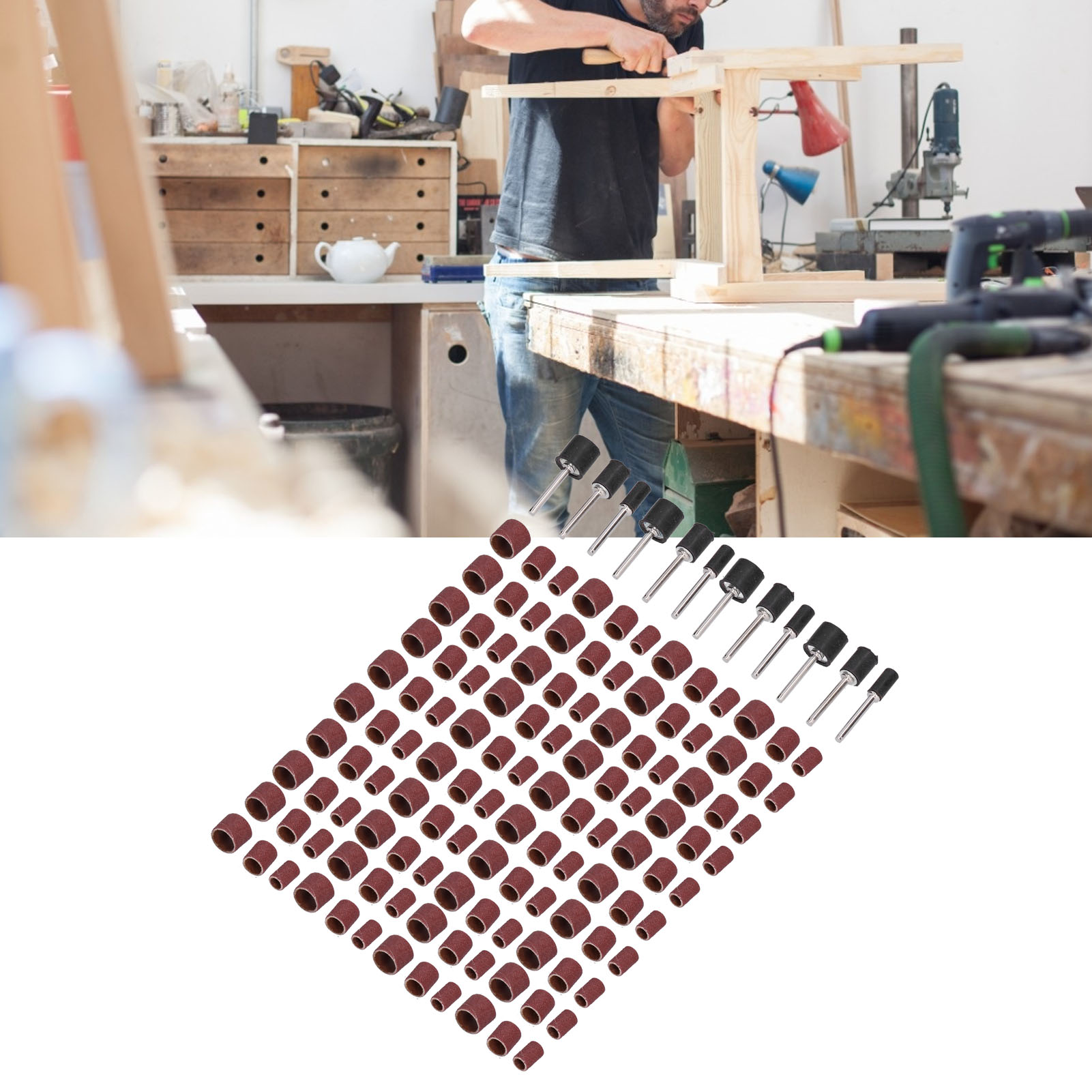 132-teiliges Set Zum Polieren Und Schleifen Von Holz Und Metall, Inklusive Schleiftuch, Schleifpapier Und Schleifringen.