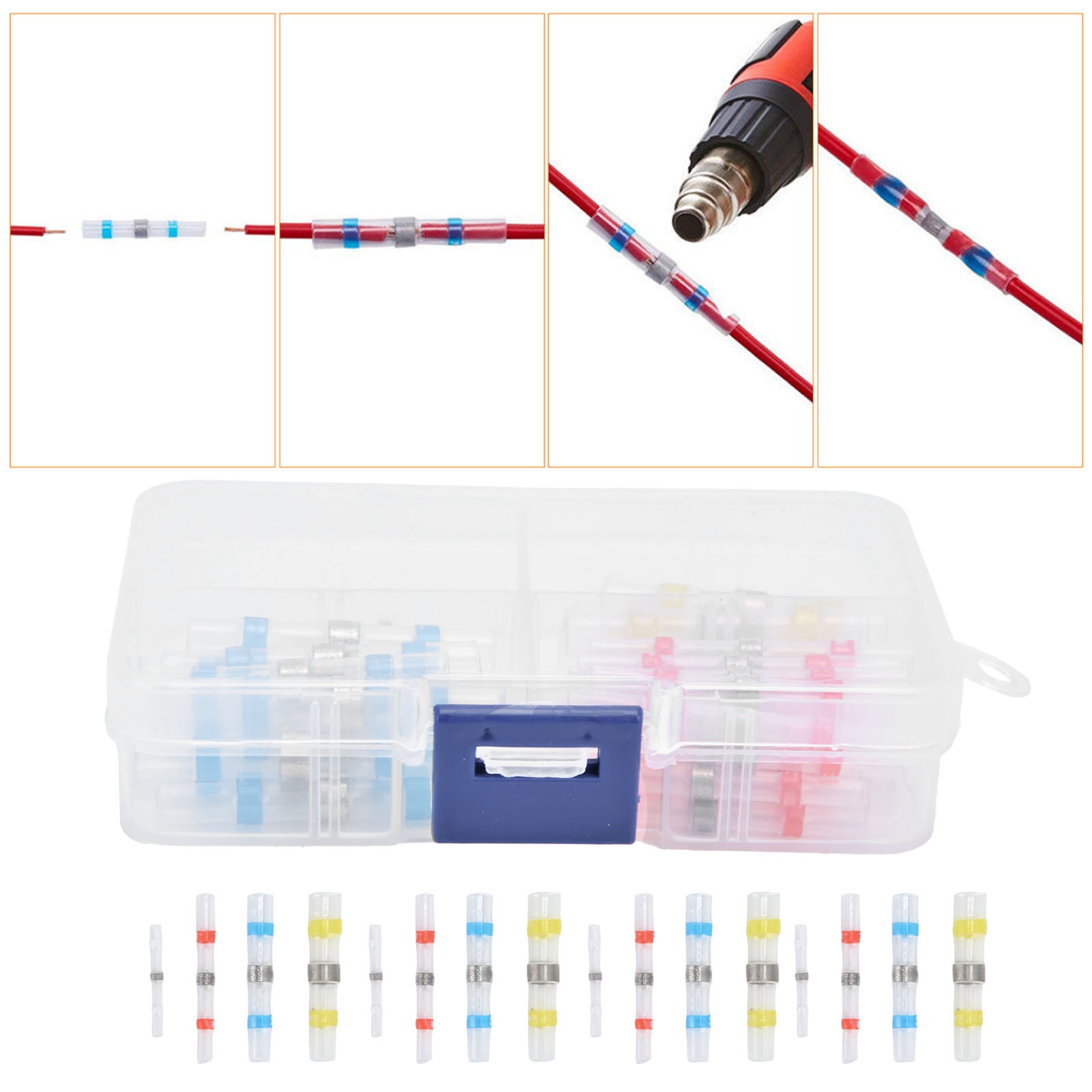 Set Bestehend Aus 50 Wasserdichten Schweißringen Und Schrumpfschlauch, Verpackt In Einer Schachtel.