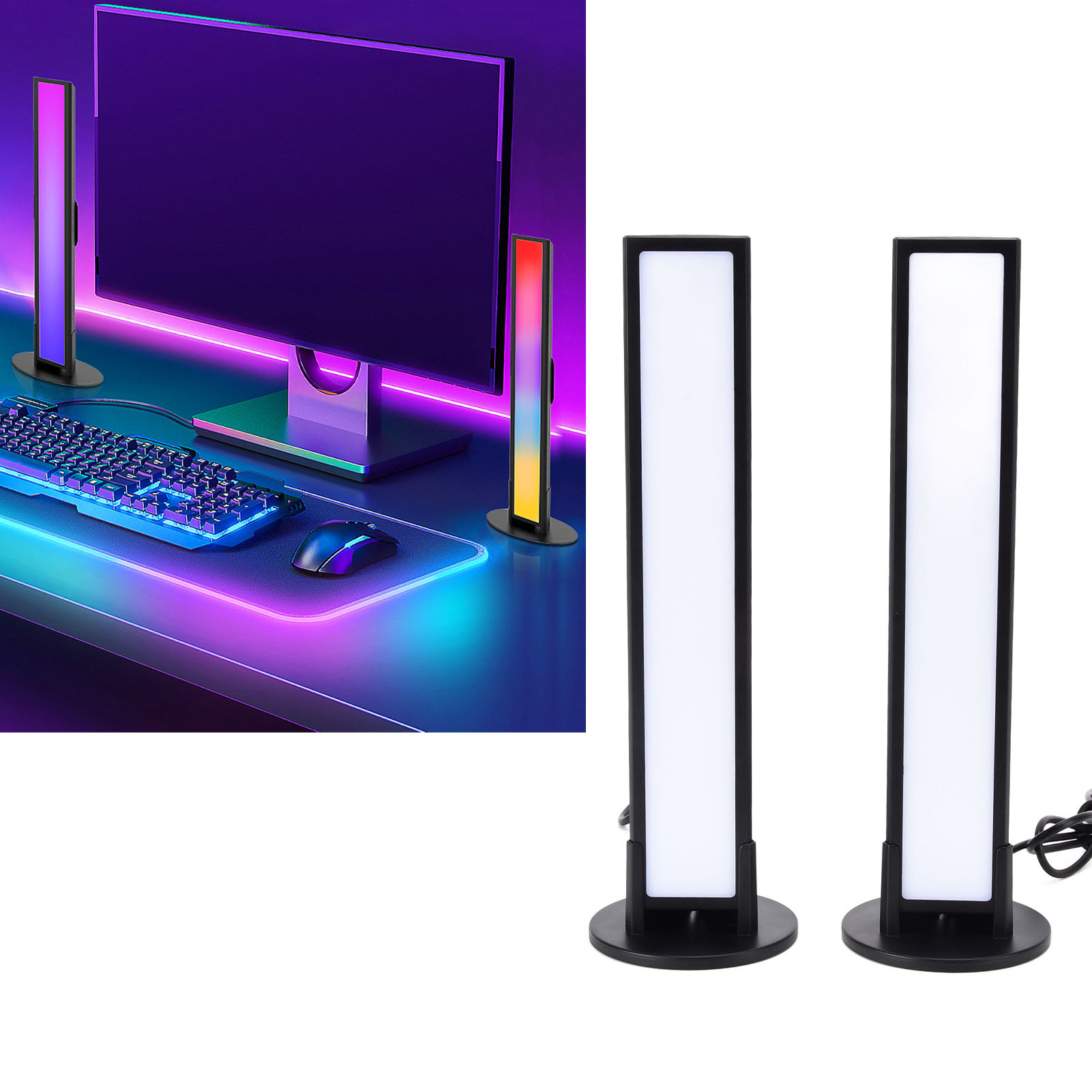3d-ambientelichtleiste Für Büros, Musikalischer Rhythmus-effekt, Irisierendes Rgbw, Gaming-kompatibel, Bluetooth, Mit Musiksensor, Entspricht Us-standards.